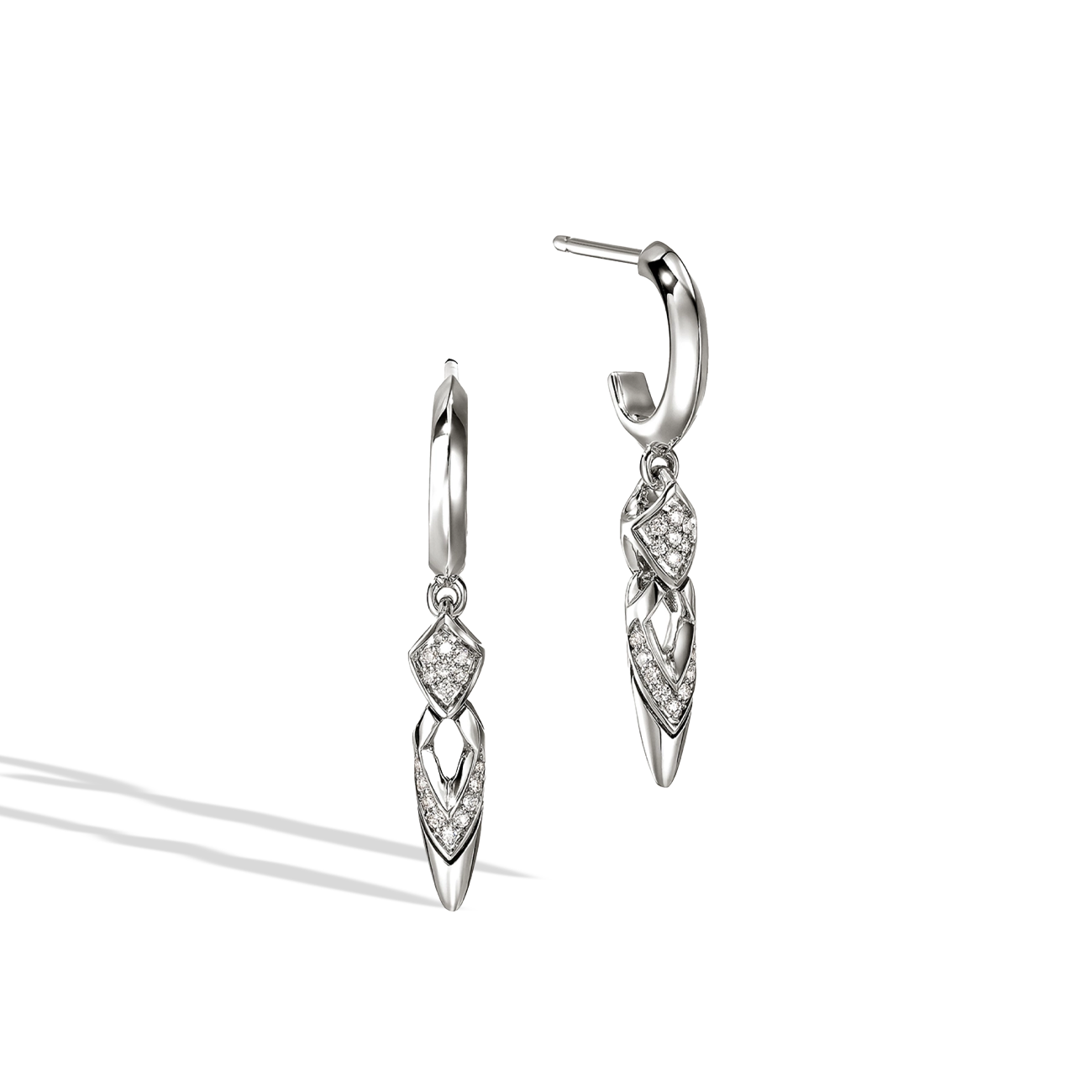 John Hardy Naga Silver Diamond Pavé Drop Earrings