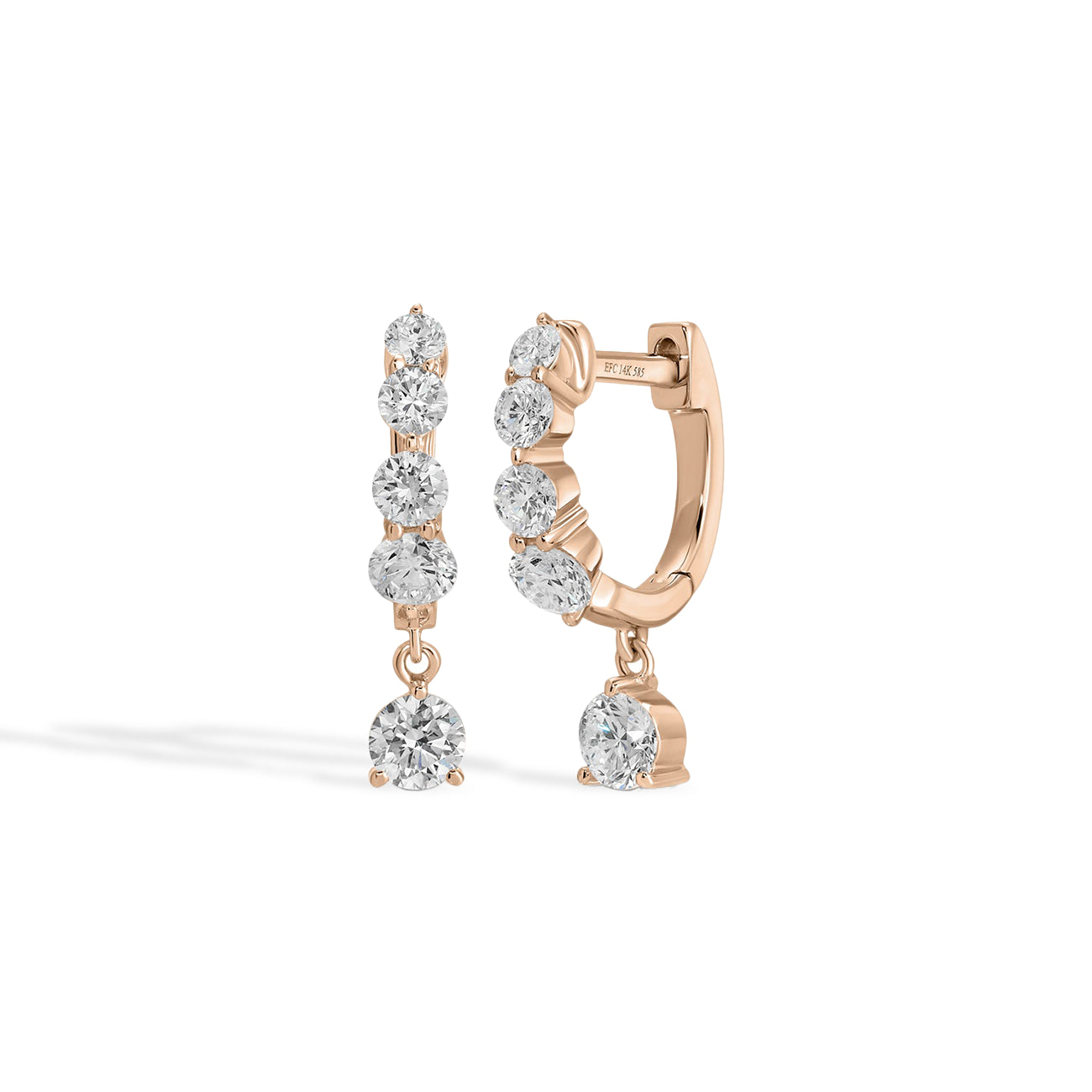 EF Collection Graduated Diamond Drop Mini Huggie Earrings