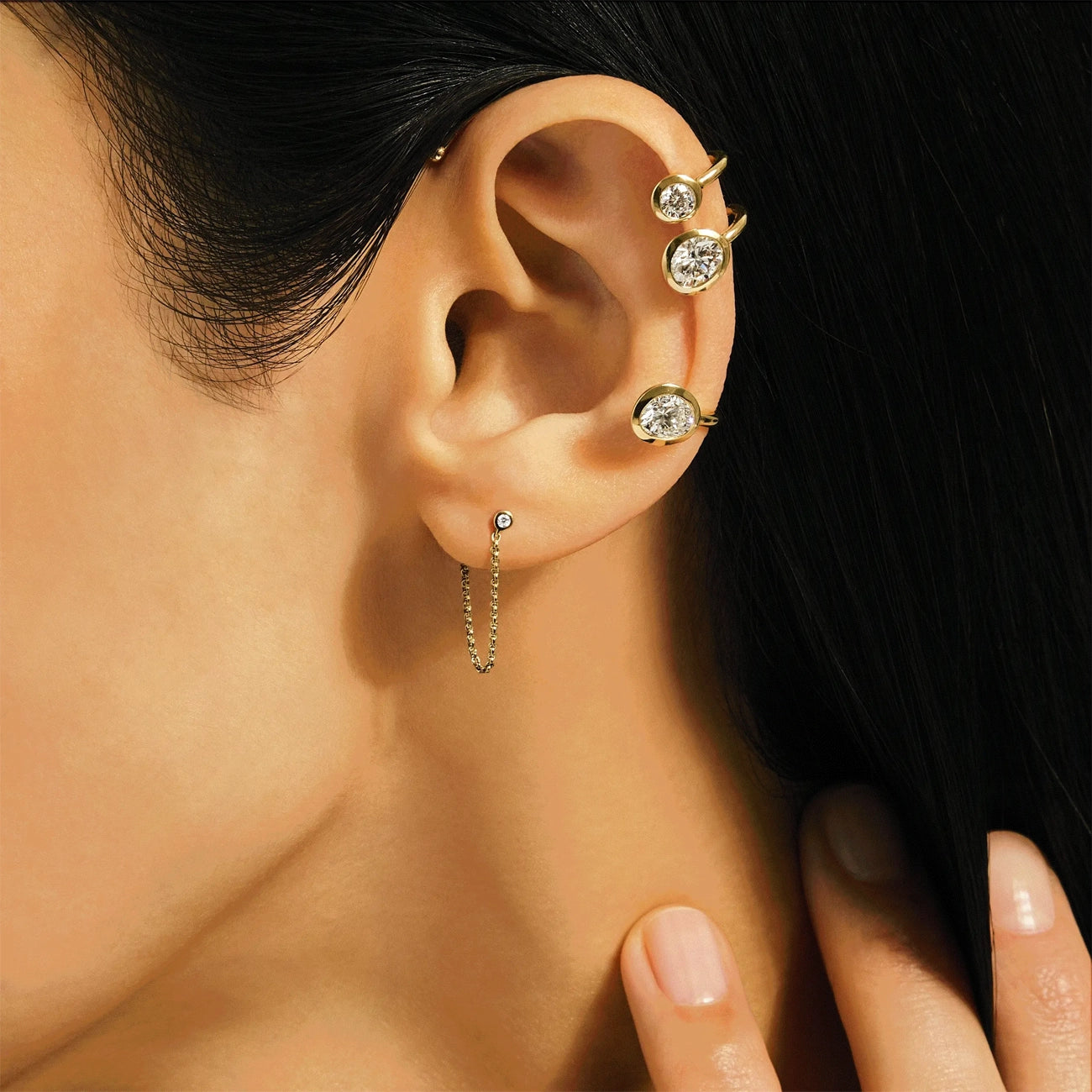 John Hardy Gold Lovestruck 1.75 Carat Lab Diamond Ear Cuff