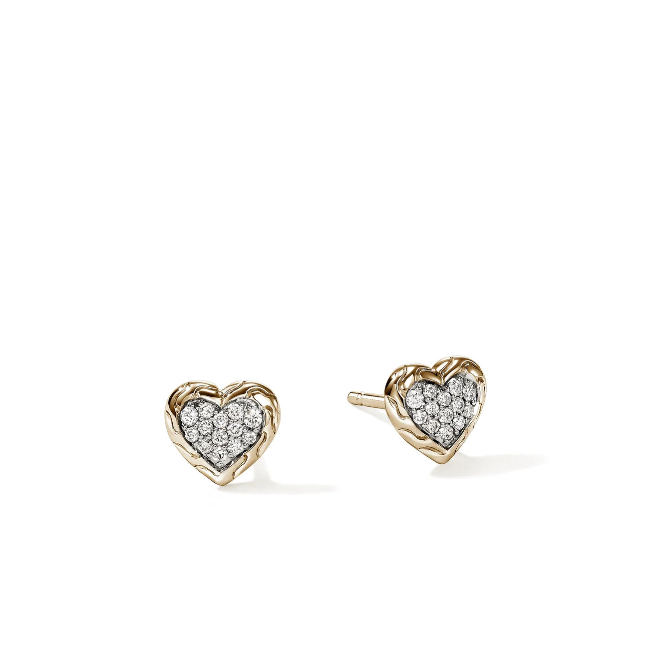 John Hardy Essentials Gold Pavé Heart Stud Earrings