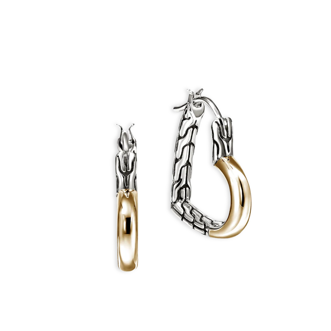 John Hardy Essentials Silver and Gold Heart 22mm Hoop Earrings