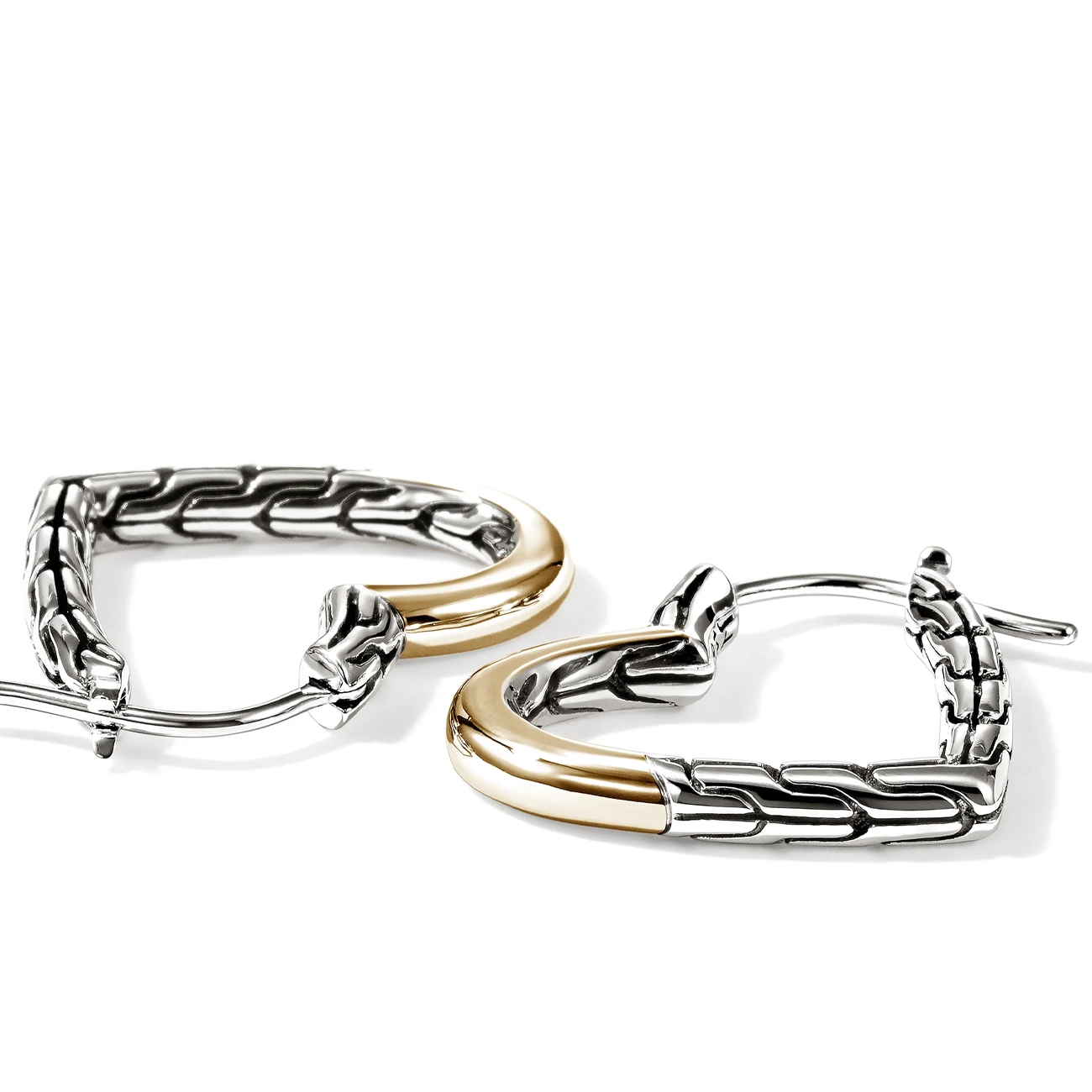 John Hardy Essentials Silver and Gold Heart 22mm Hoop Earrings