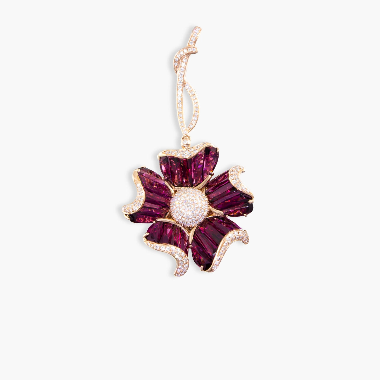 Bellarri Mademoiselle Large Rhodolite Flower Pendant Enhancer