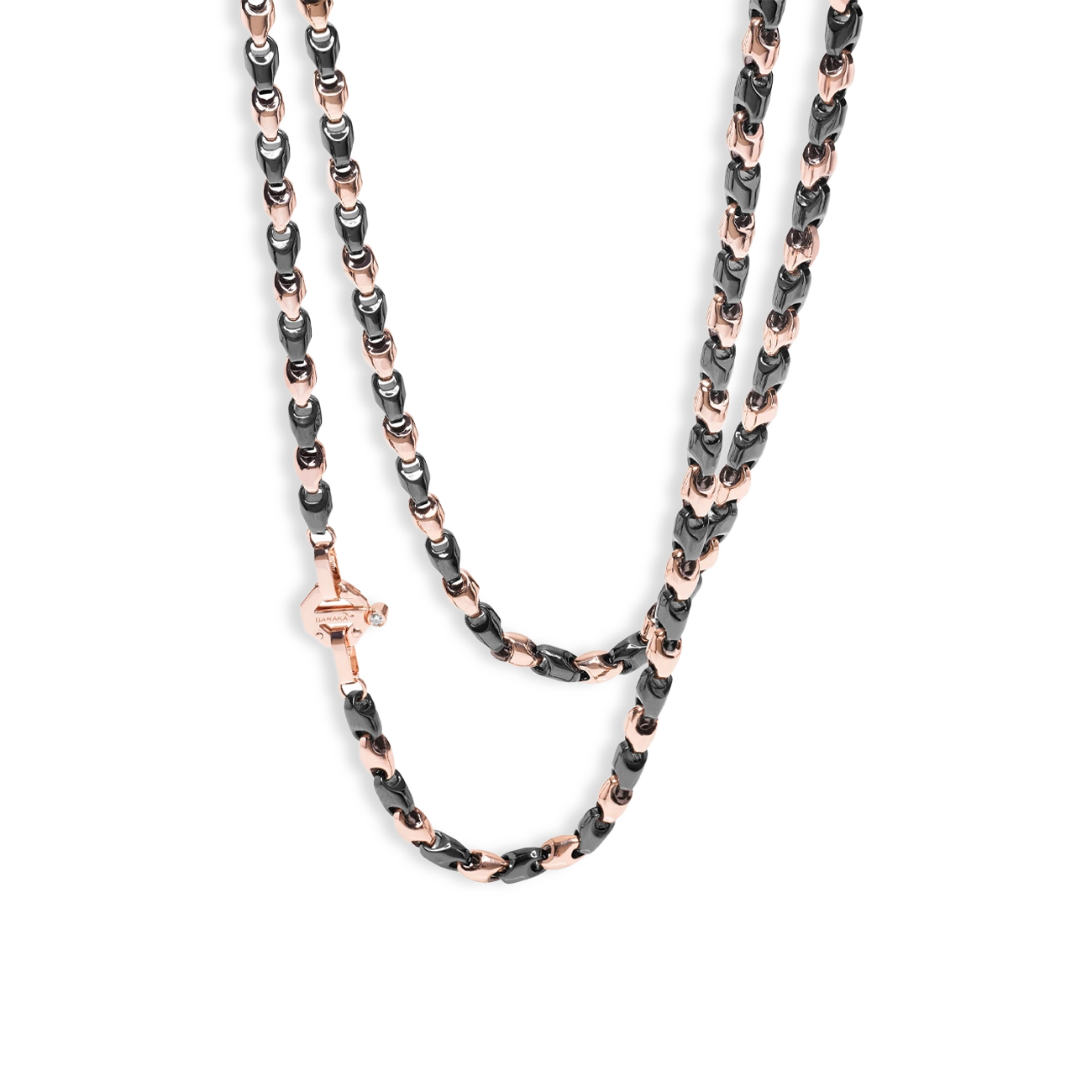 Baraka Cyborg Ceramic Black and Rose Gold Link Necklace