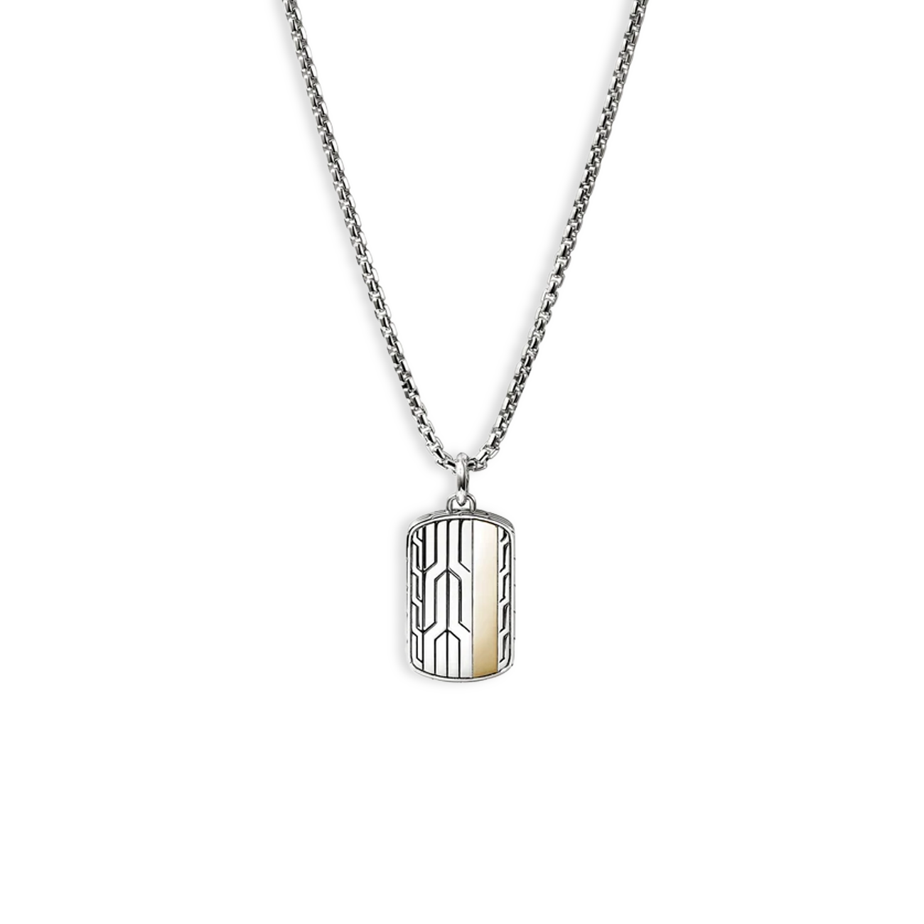 John Hardy Icon 50 Silver and Gold Tag Pendant Necklace
