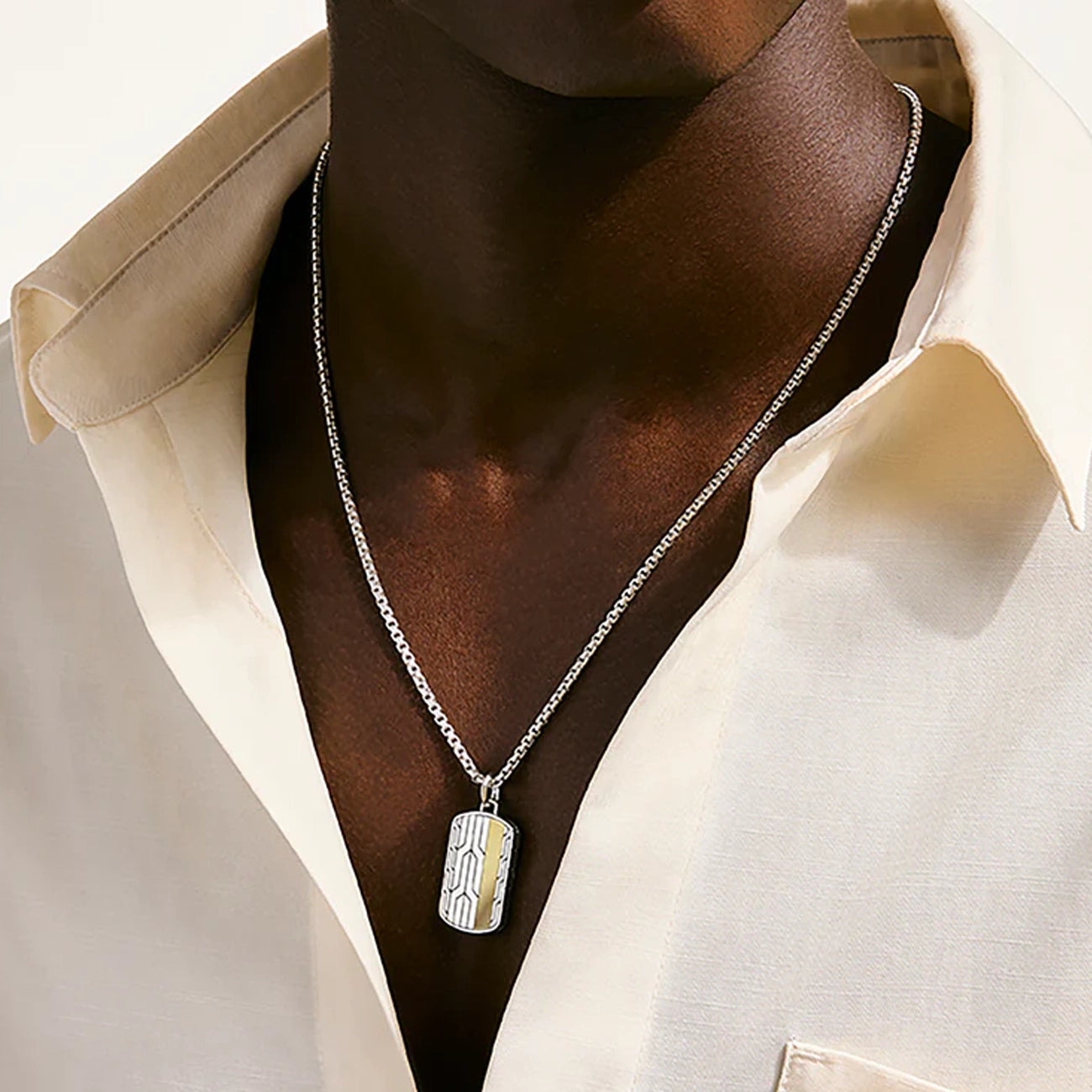 John Hardy Icon 50 Silver and Gold Tag Pendant Necklace