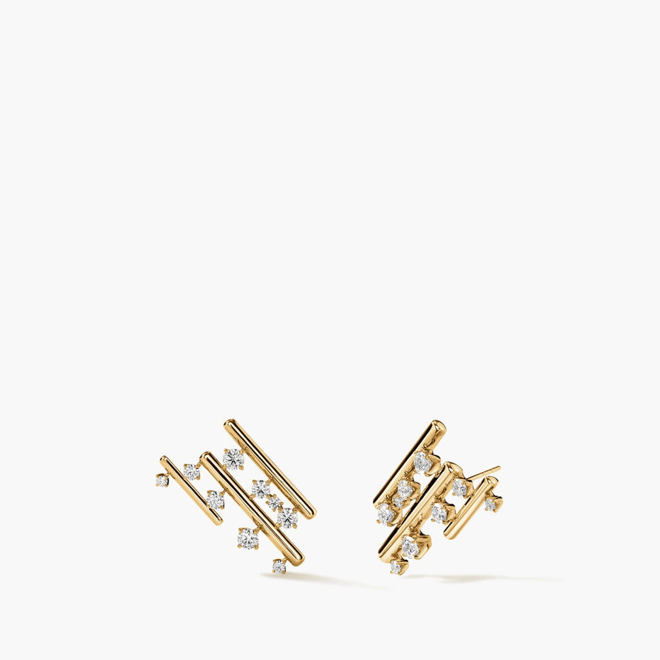 Hearts on Fire Barre Multi-Row Climber Earrings in 18k Yellow Gold