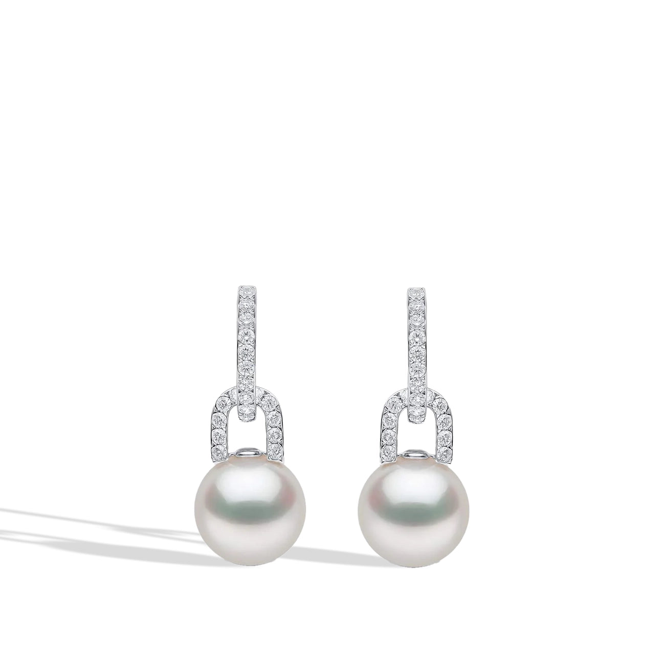 Yoko London Jazz Pearl and Diamond Link Earrings