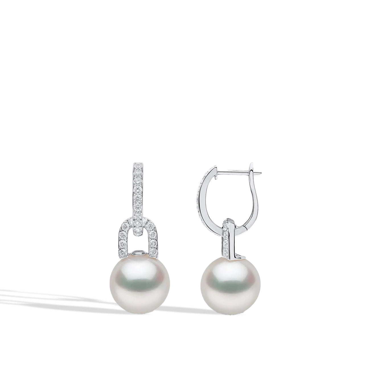 Yoko London Jazz Pearl and Diamond Link Earrings