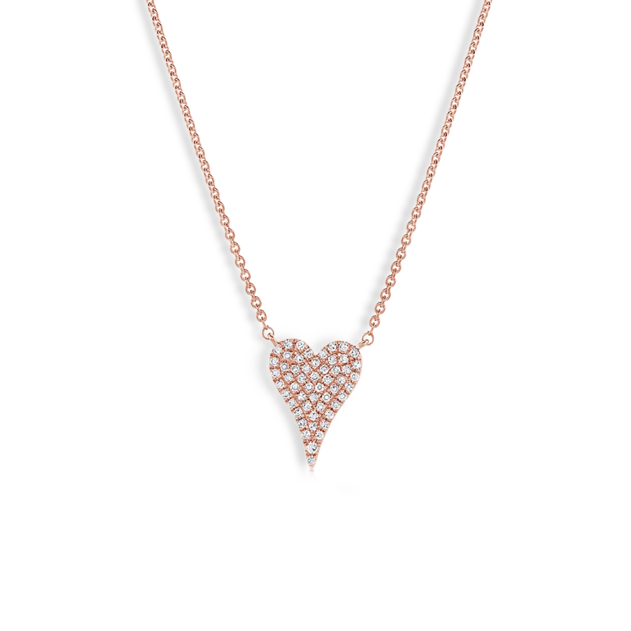 Diamond Pavé Heart Pendant Necklace in Rose Gold