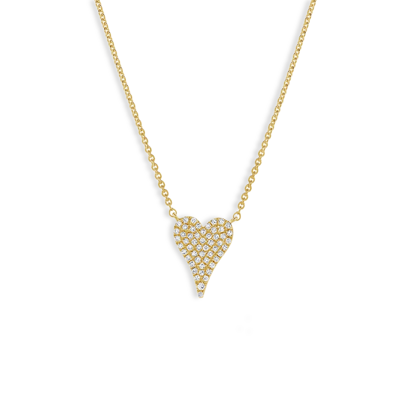 Diamond Pavé Heart Pendant Necklace in 14K Yellow Gold