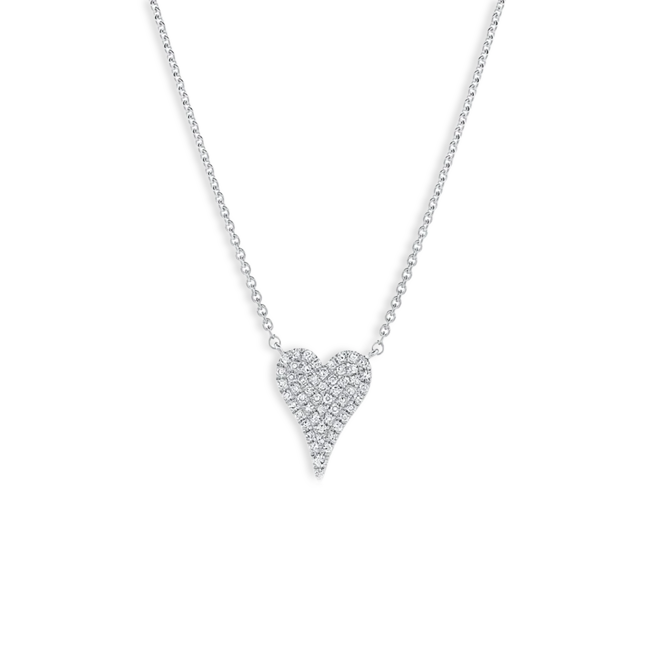 Diamond Pavé Heart Pendant Necklace in 14K White Gold