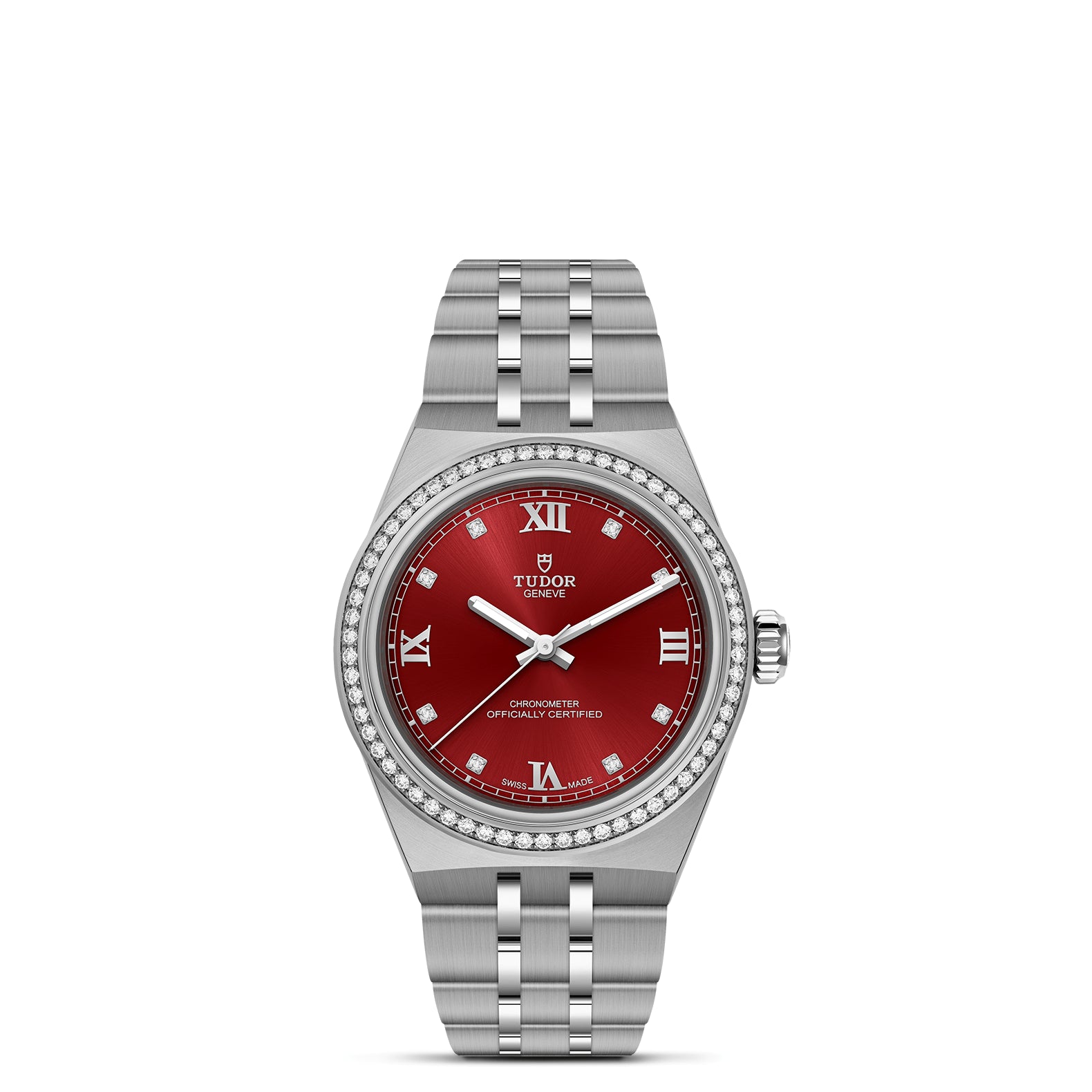 TUDOR Royal 30mm Diamond Bezel and Burgundy Dial