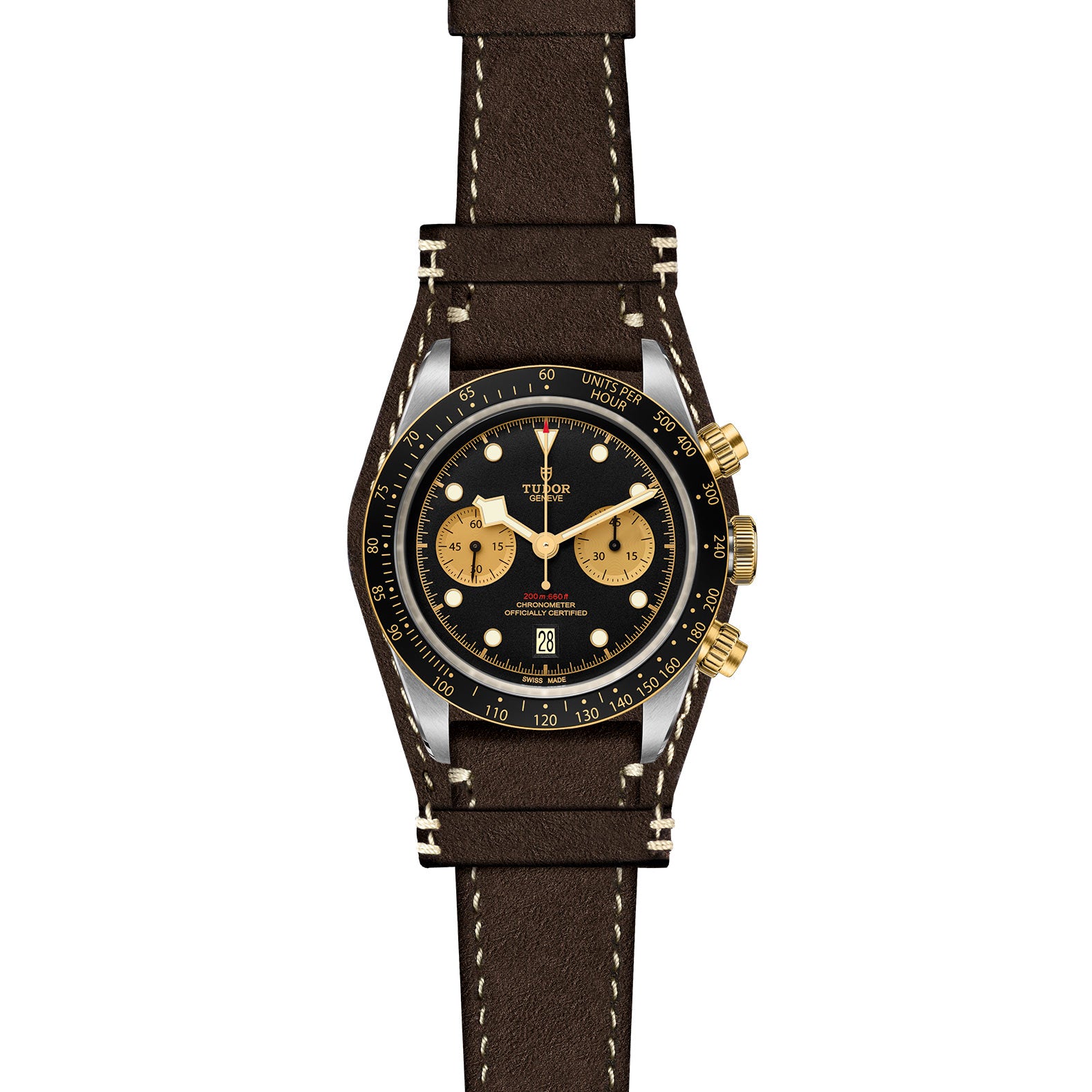 TUDOR Black Bay Chrono S&G with 41mm Steel Case and Brown Leather Strap