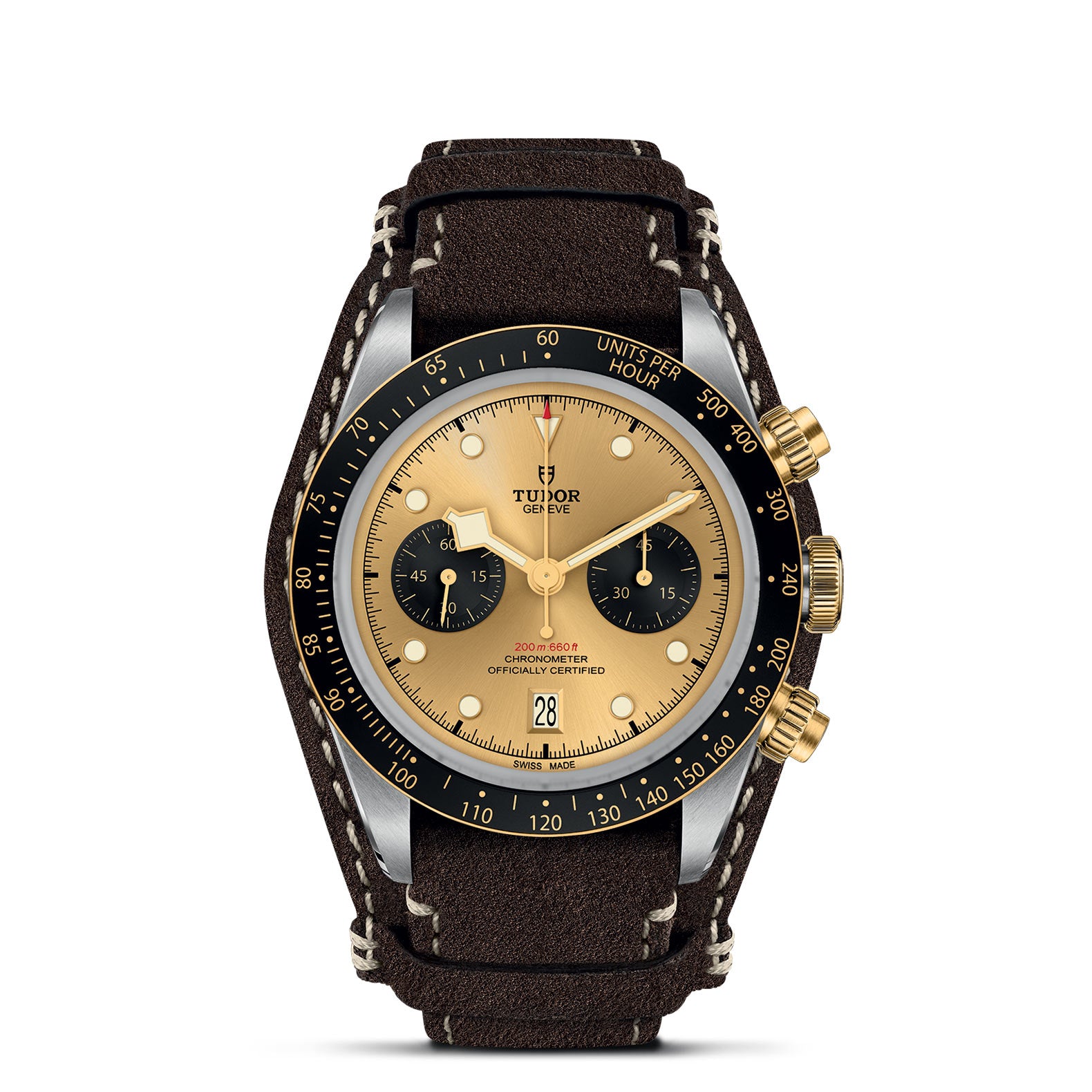 TUDOR Black Bay Chrono S&G with 41mm Steel Case and Brown Leather Strap