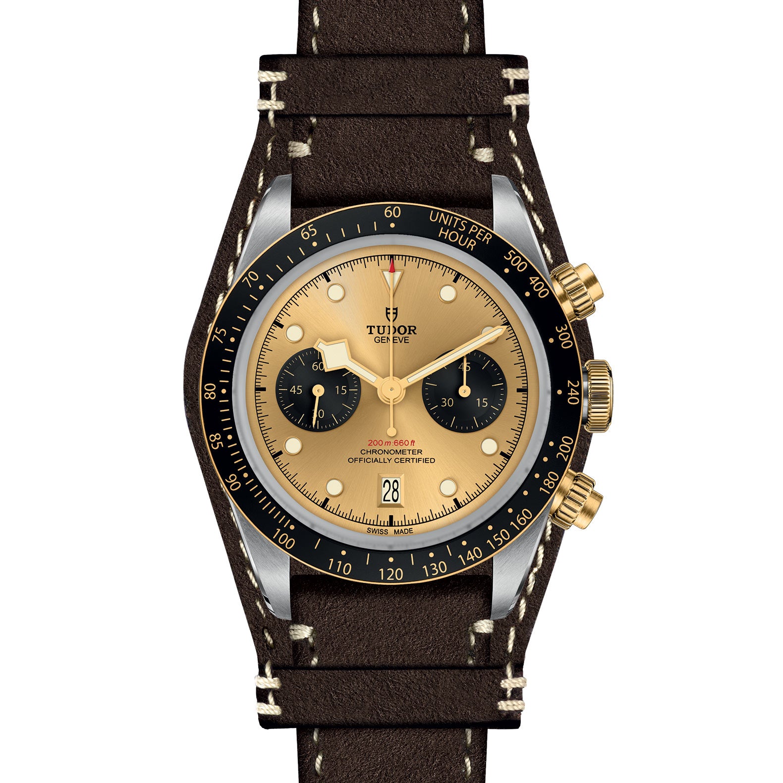 TUDOR Black Bay Chrono S&G with 41mm Steel Case and Brown Leather Strap