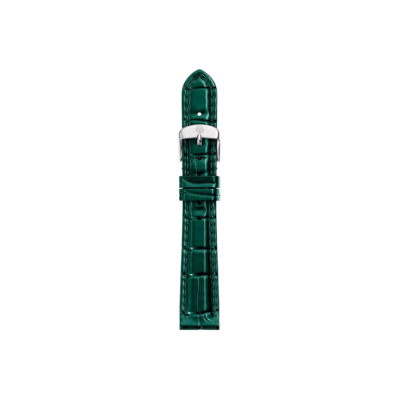 Michele 14mm Glossy Lush Green Crocodile Leather Watch Strap