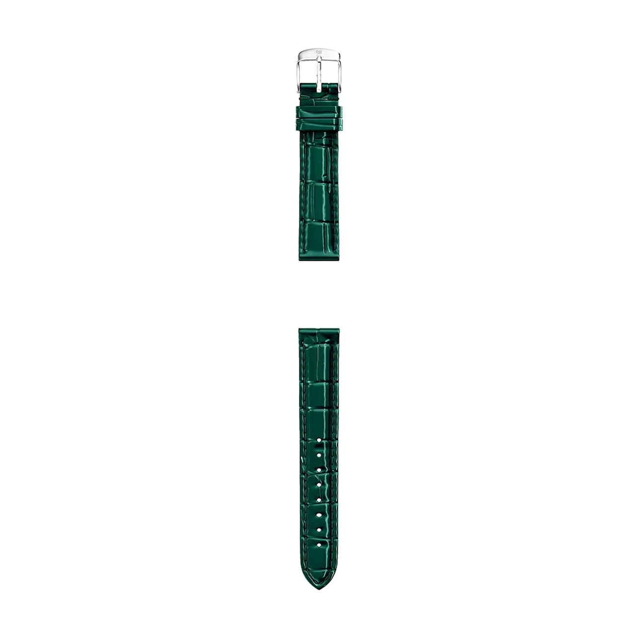 Michele 18mm Glossy Lush Green Crocodile Leather Watch Strap