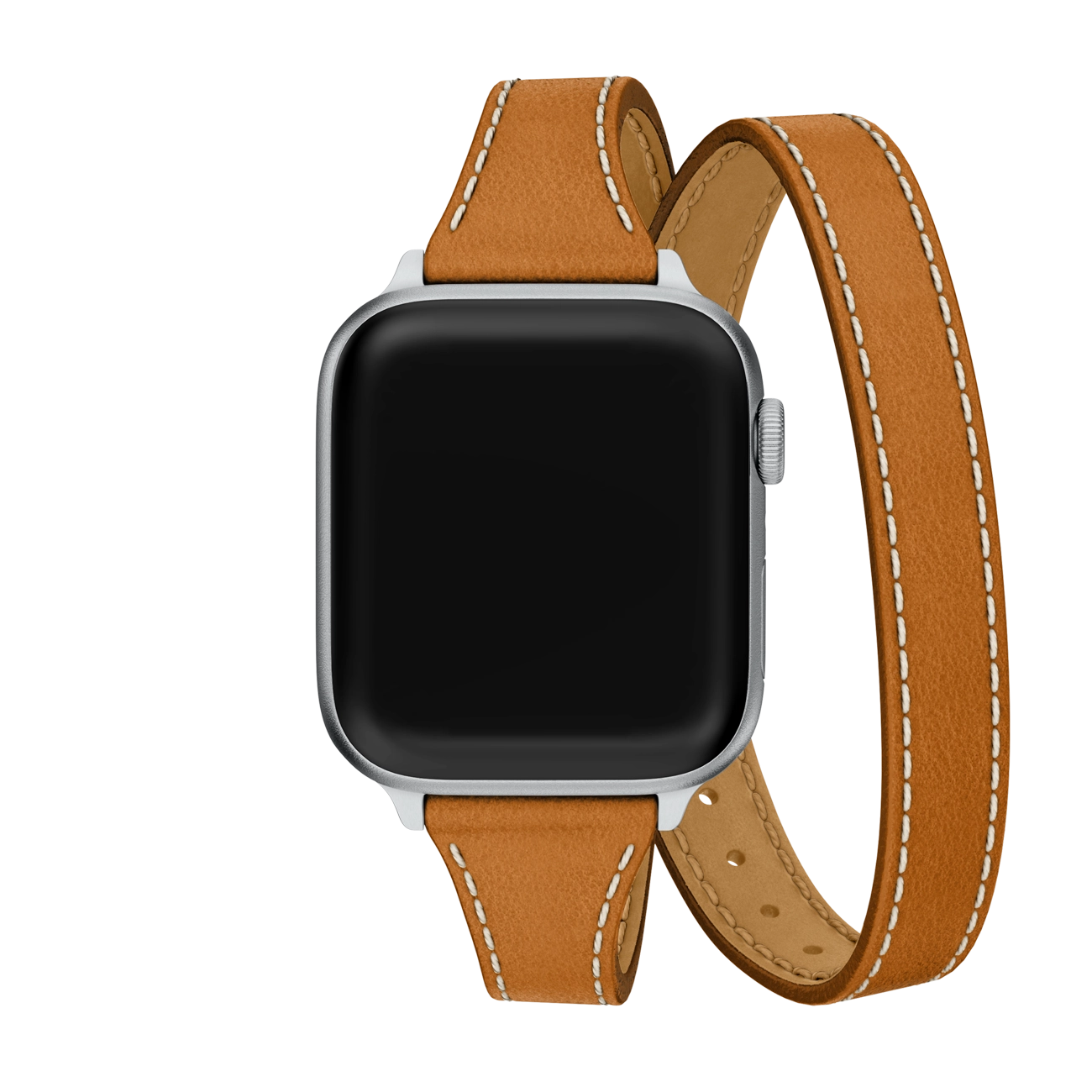 Michele 20mm Saddle Brown Leather Double Wrap Strap