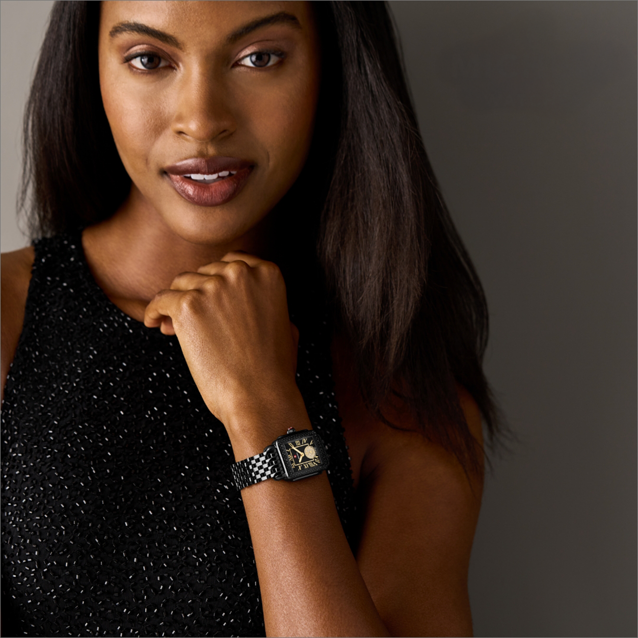 Michele Deco Madison Mid Black Diamond Watch