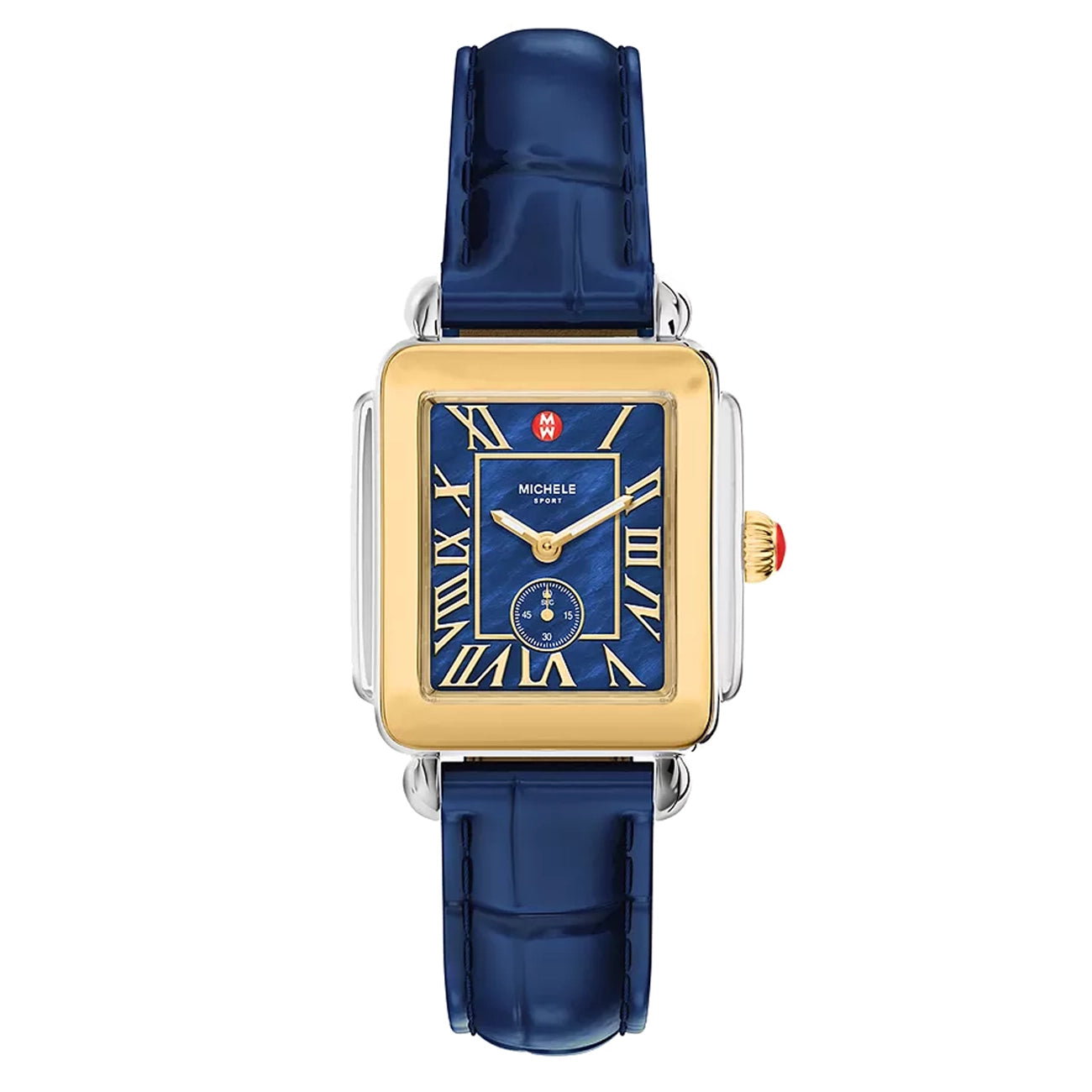 Michele Deco Sport Mid Navy Leather Watch