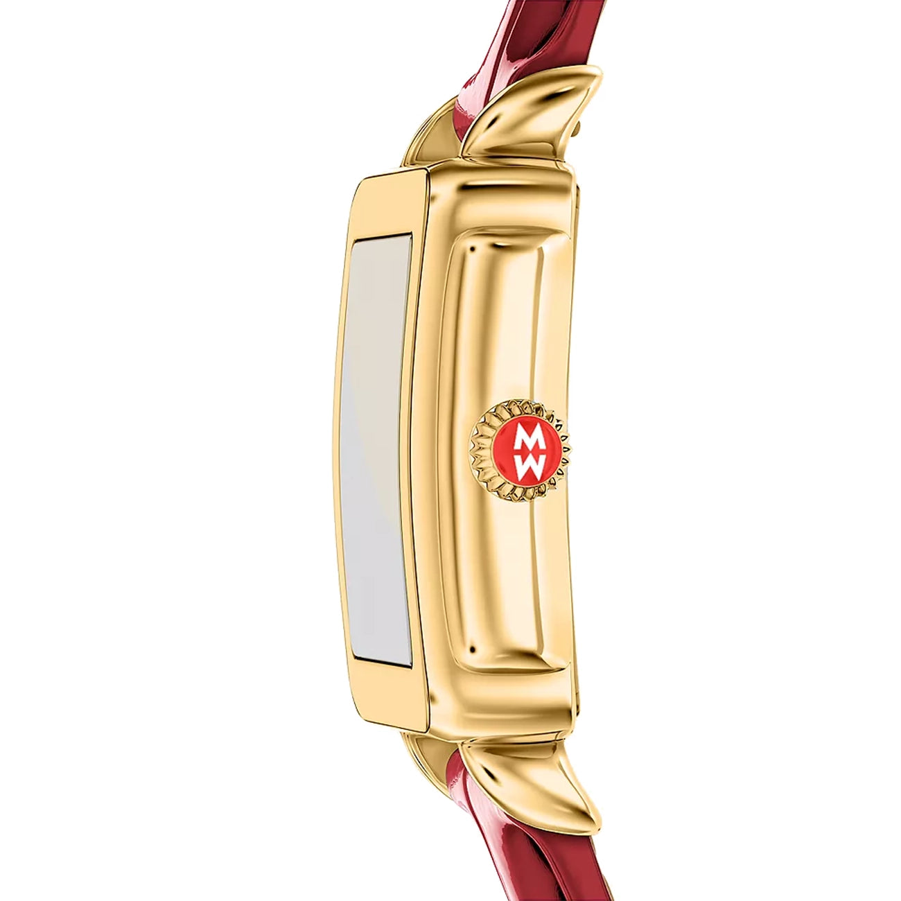 Michele Deco Sport Mid Ruby Red Leather Watch