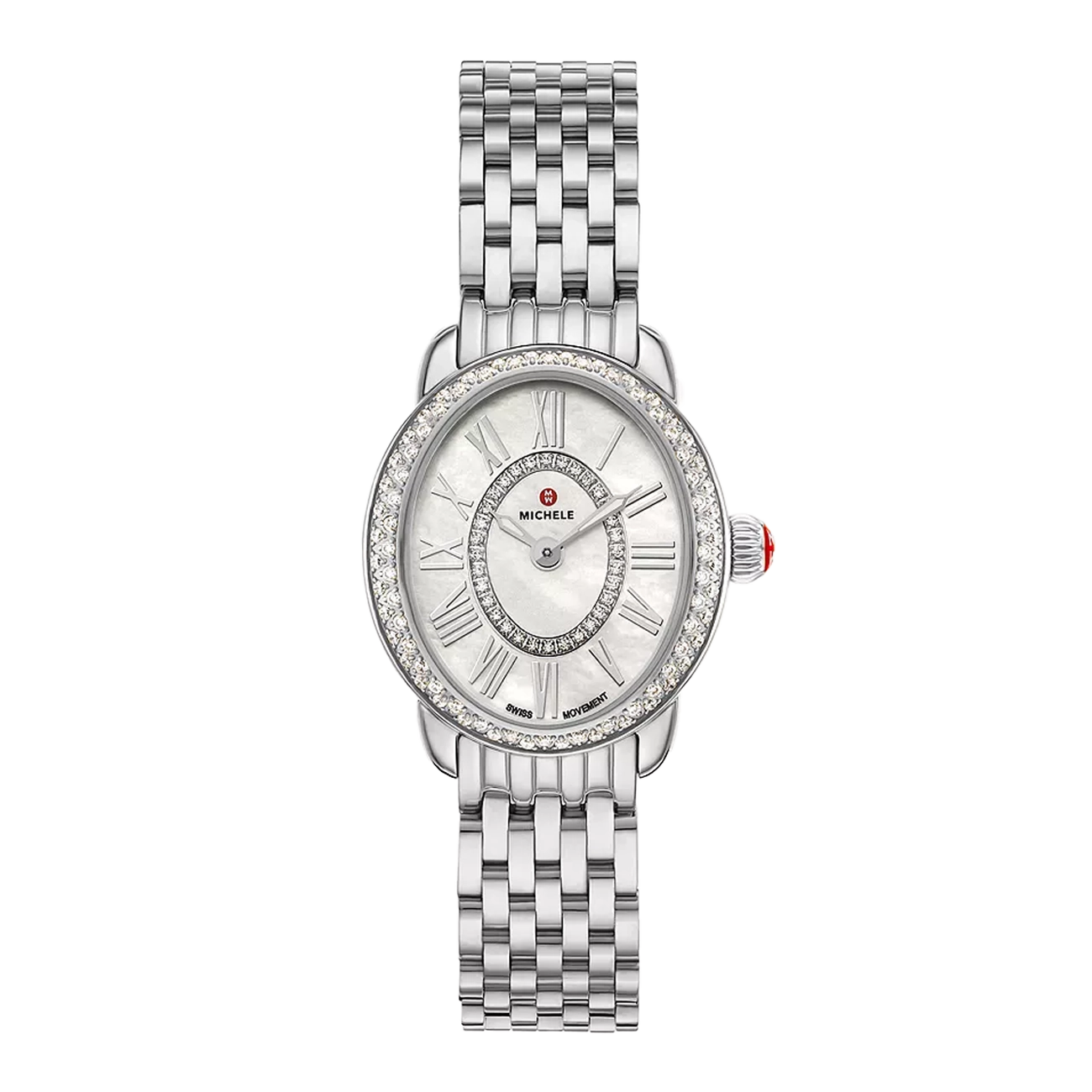 Michele Serein Mid Oval Petite Stainless Steel Watch