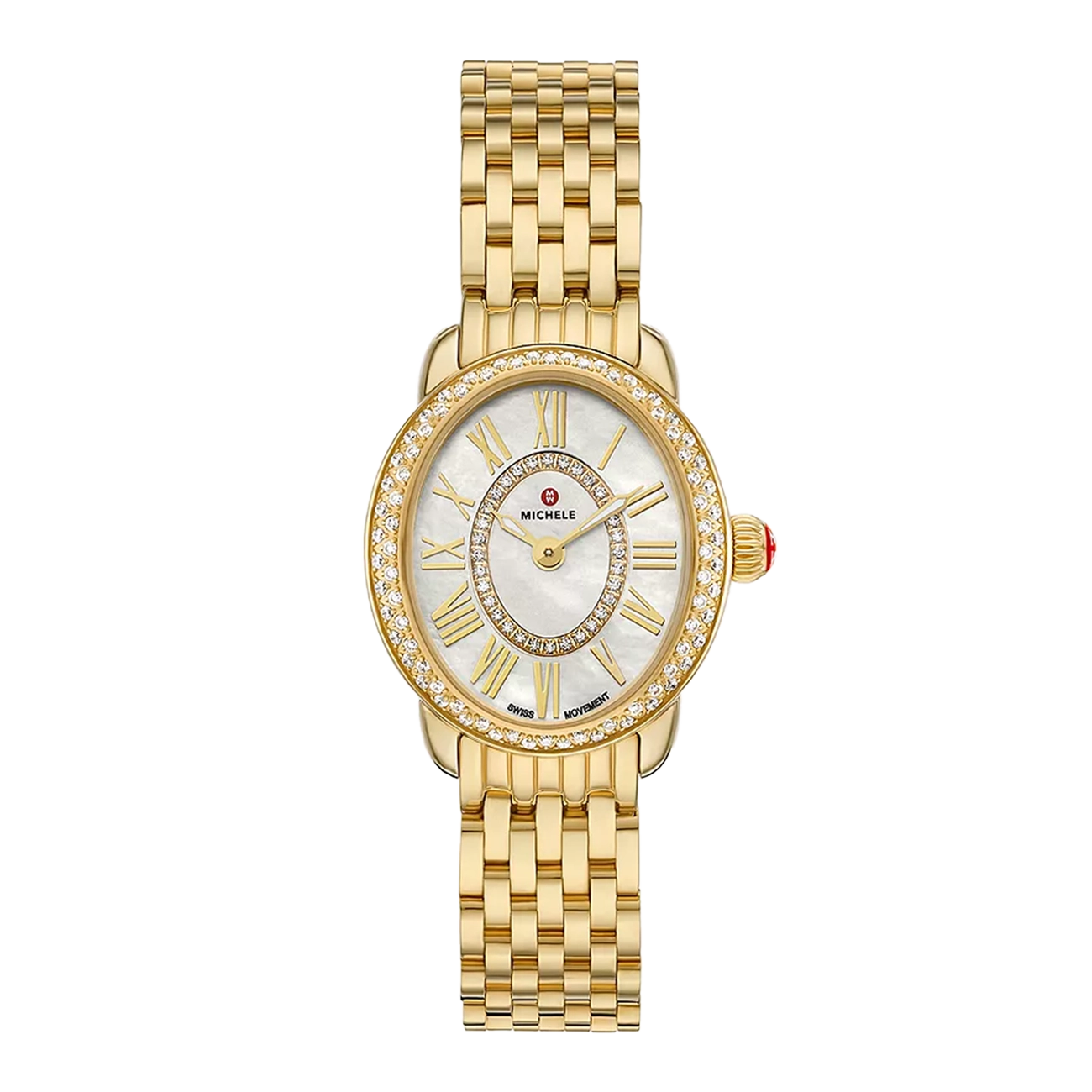 Michele Serein Mid Oval Petite Gold-Plated Watch