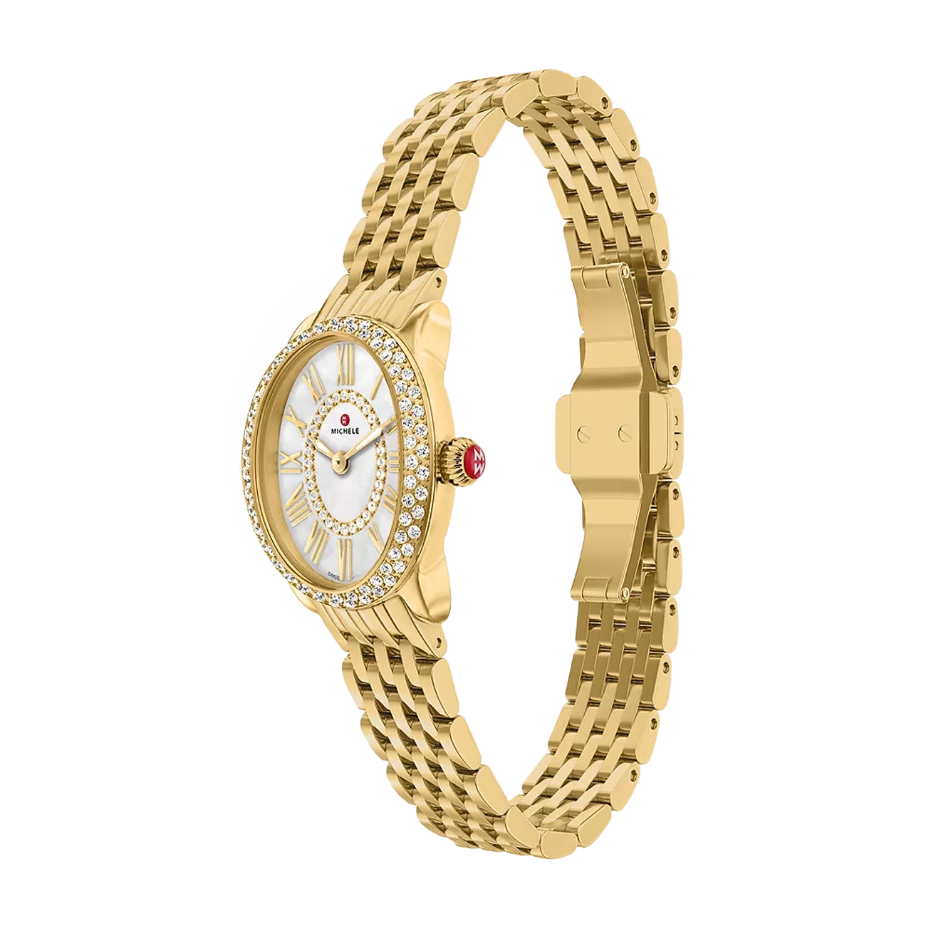 Michele Serein Mid Oval Petite Gold-Plated Watch