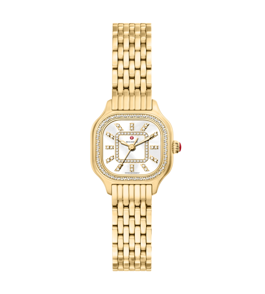 Michele Meggie Mini Diamond 18K Gold-Plated Watch