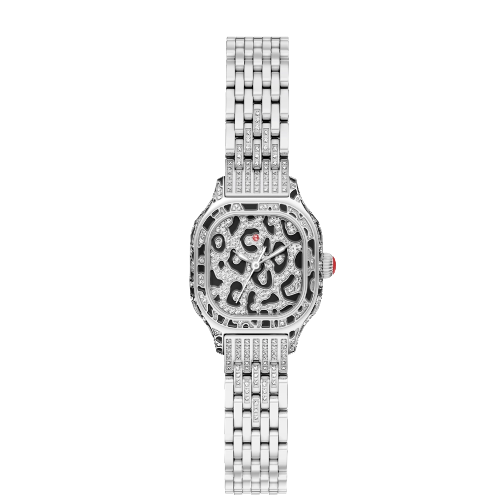 Michele Meggie Mini Diamond Leopard Print Watch