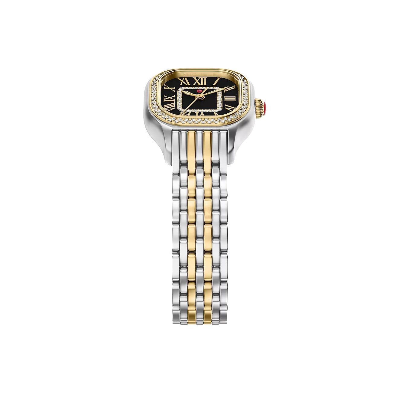 Michele Meggie Mini Black Dial Diamond Two-Tone Watch