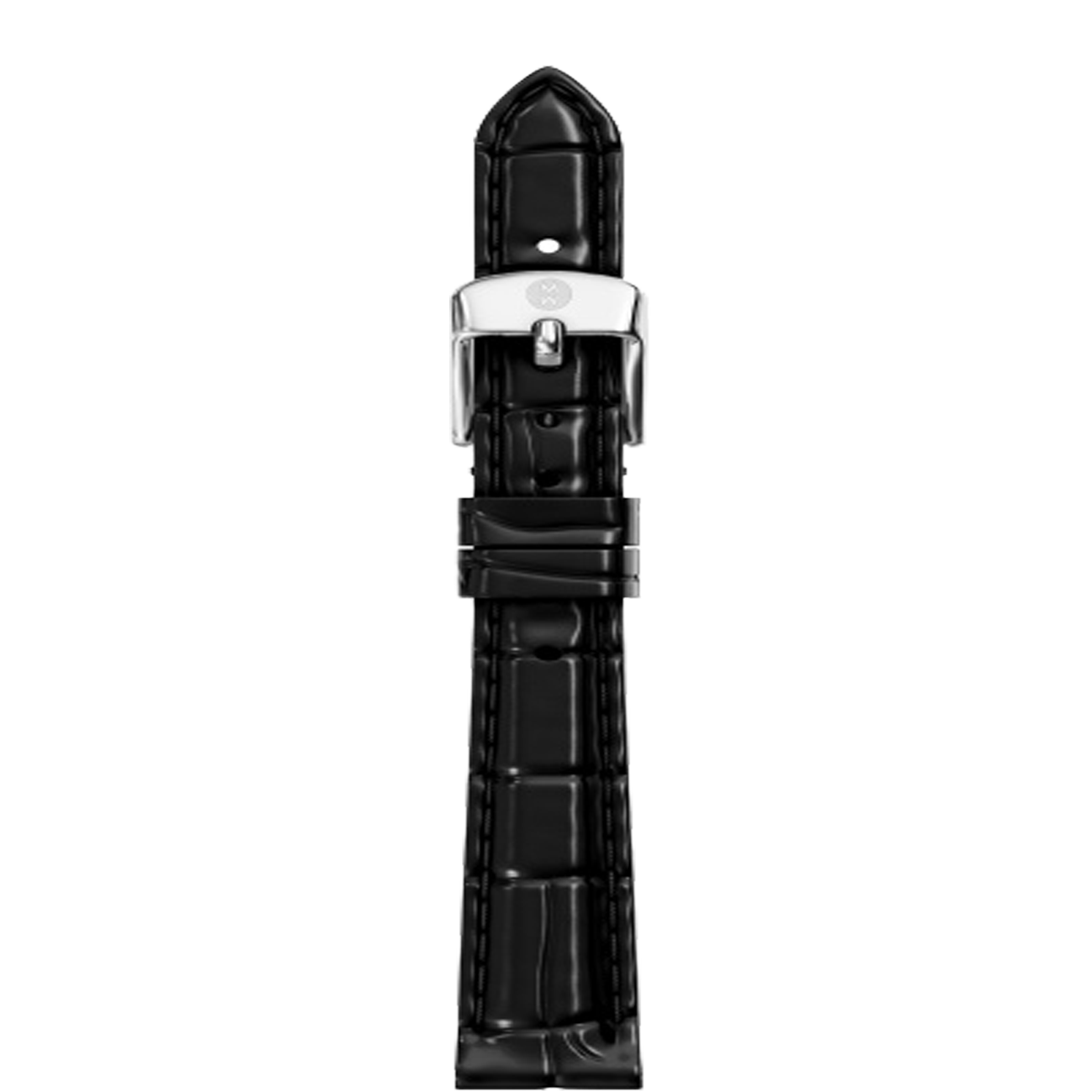 Michele 12mm Glossy Black Crocodile Watch Strap