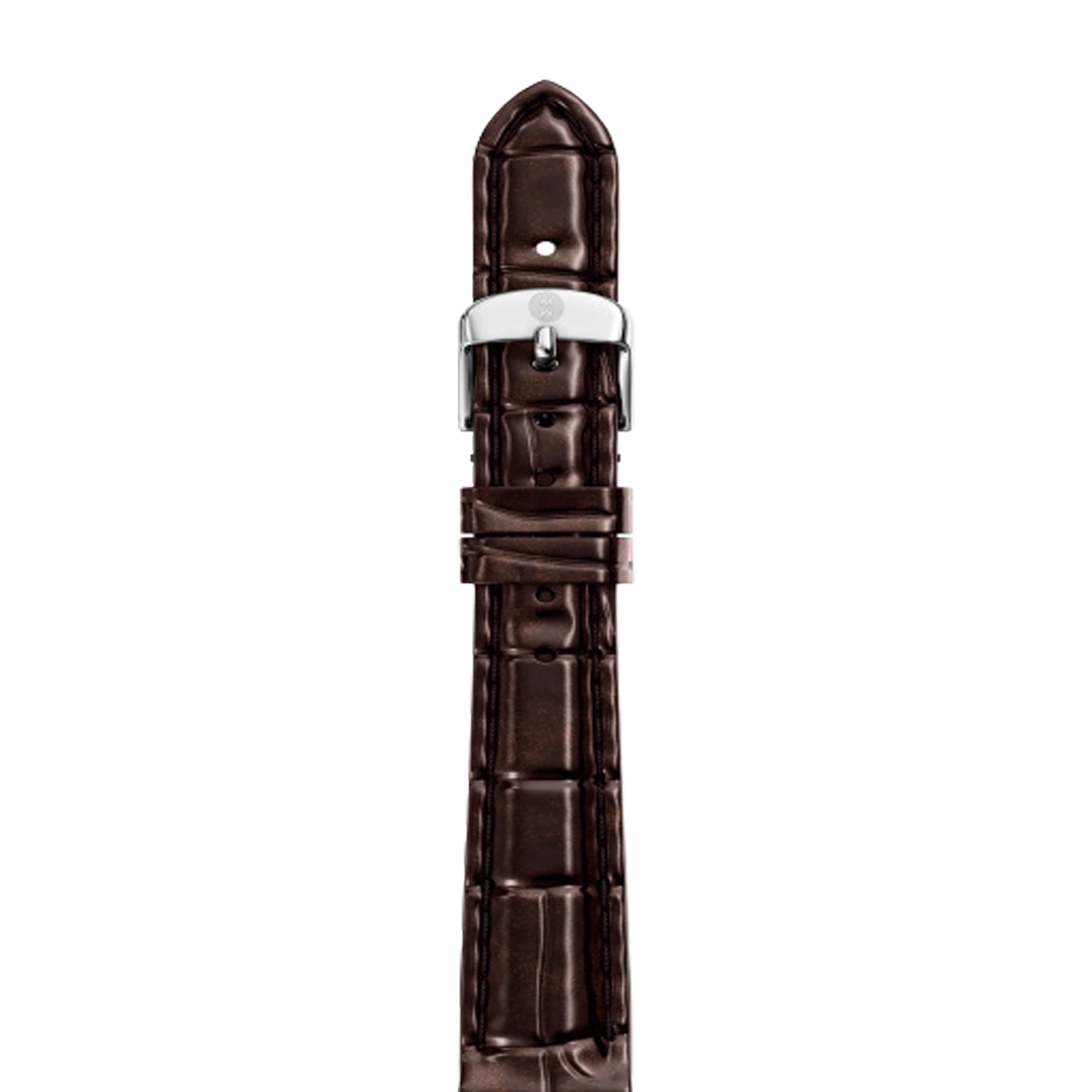 Michele 14mm Glossy Brown Crocodile Watch Strap