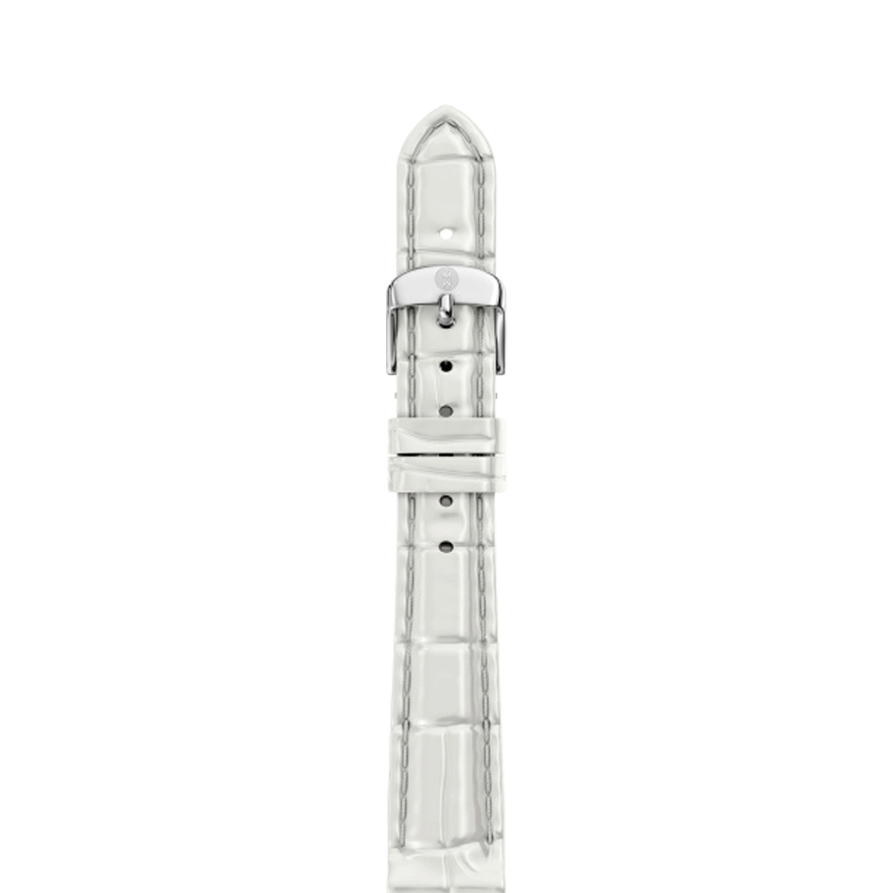Michele 14mm Glossy White Crocodile Watch Strap