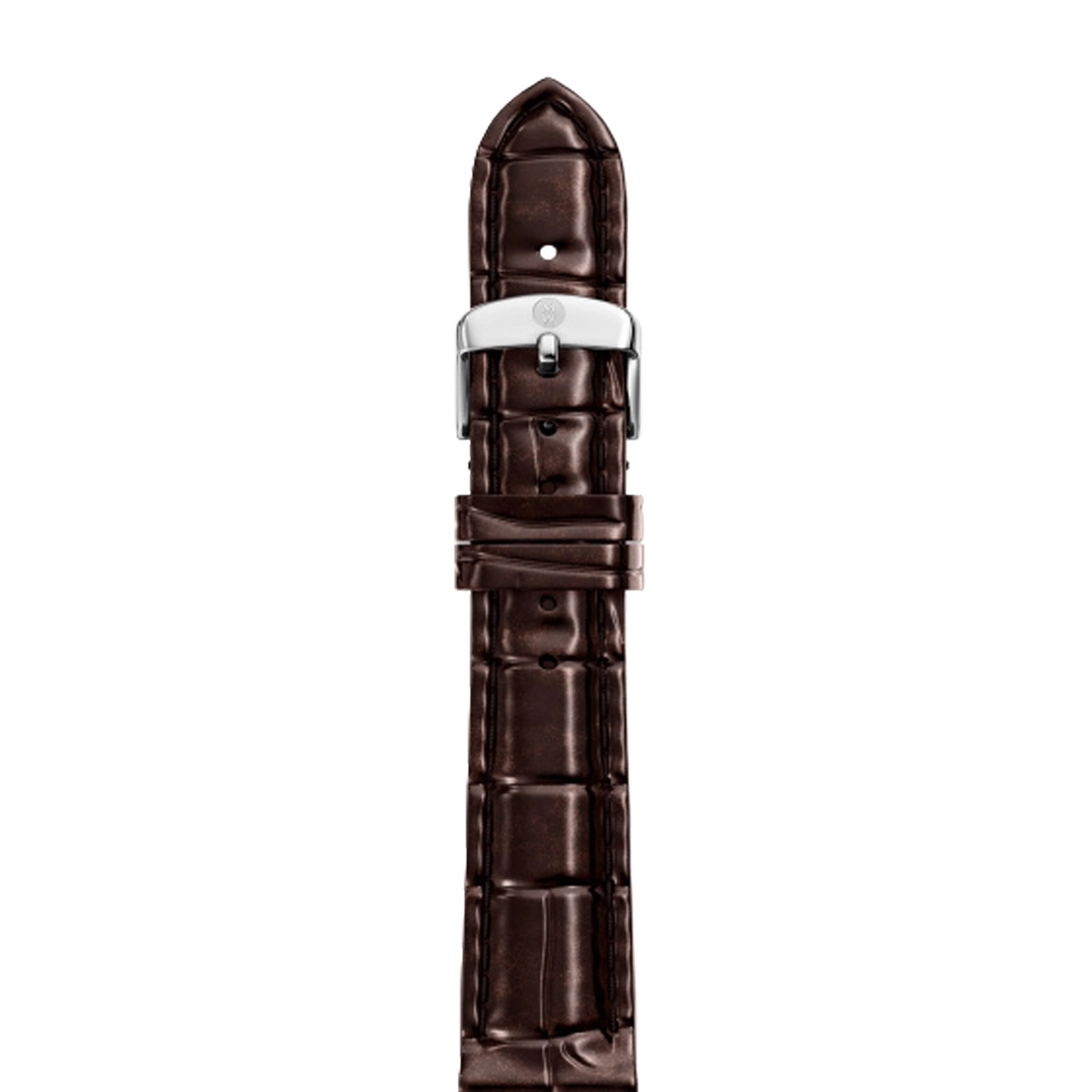 Michele 16mm Glossy Brown Crocodile Watch Strap