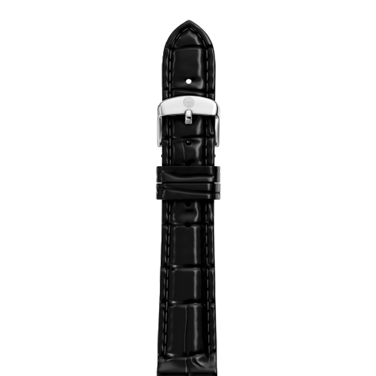 Michele 16mm Glossy Black Crocodile Watch Strap