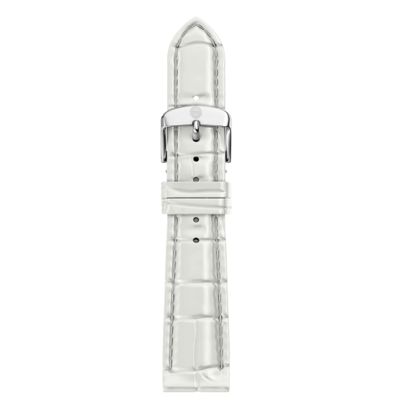 Michele 18mm Glossy White Crocodile Watch Strap