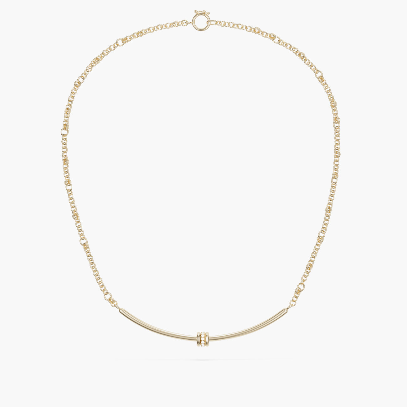 Spinelli Kilcollin Gravity Yellow Gold Diamond Pave Arc Necklace