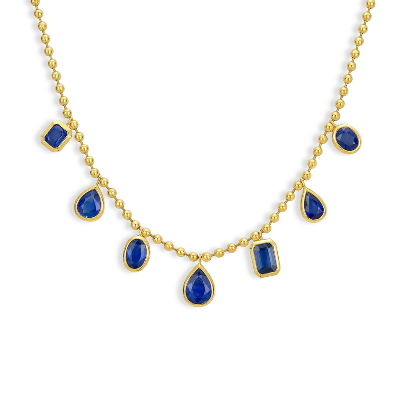 Blue Sapphire Mixed Shape Necklace