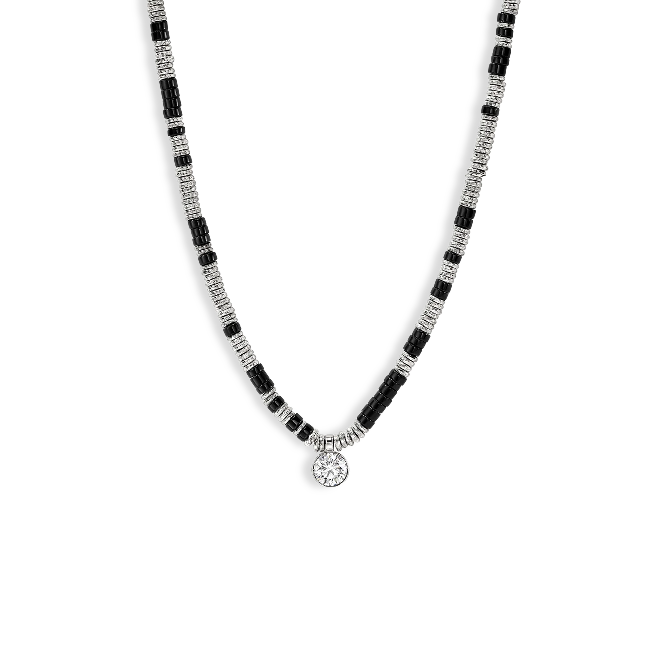 John Hardy Lovestruck Onyx and 1.25ctw Lab Diamond Heishi Necklace