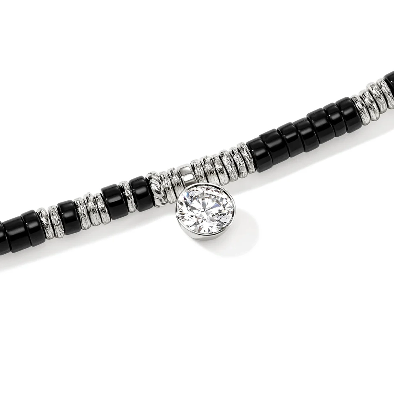 John Hardy Lovestruck Onyx and 1.25ctw Lab Diamond Heishi Necklace