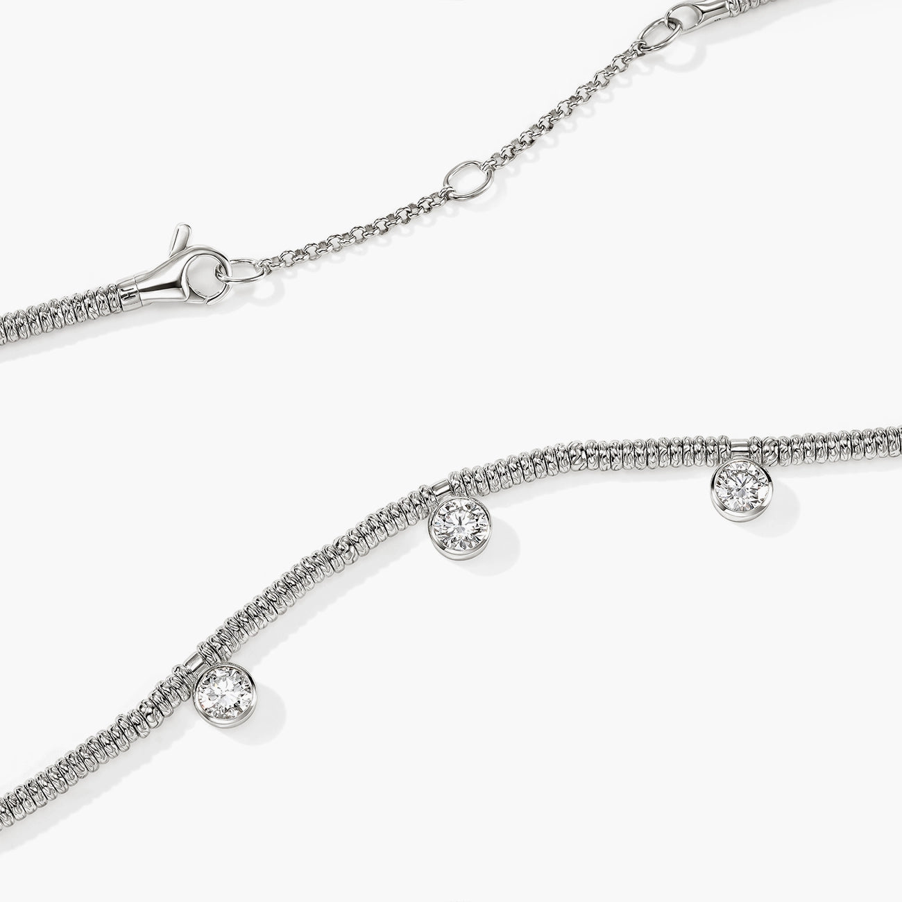 John Hardy Lovestruck Heishi Three Station Diamond Necklace