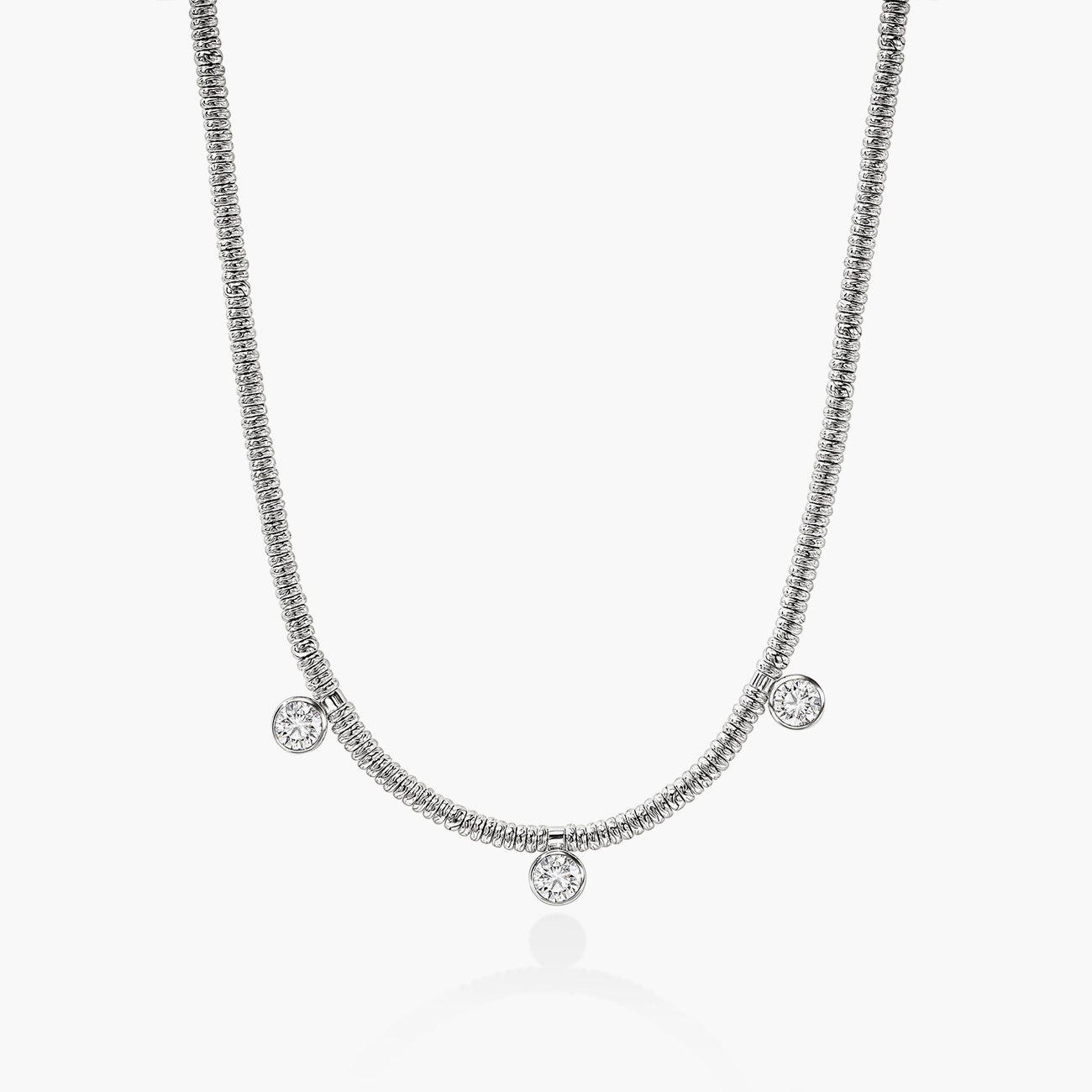 John Hardy Lovestruck Heishi Three Station Diamond Necklace