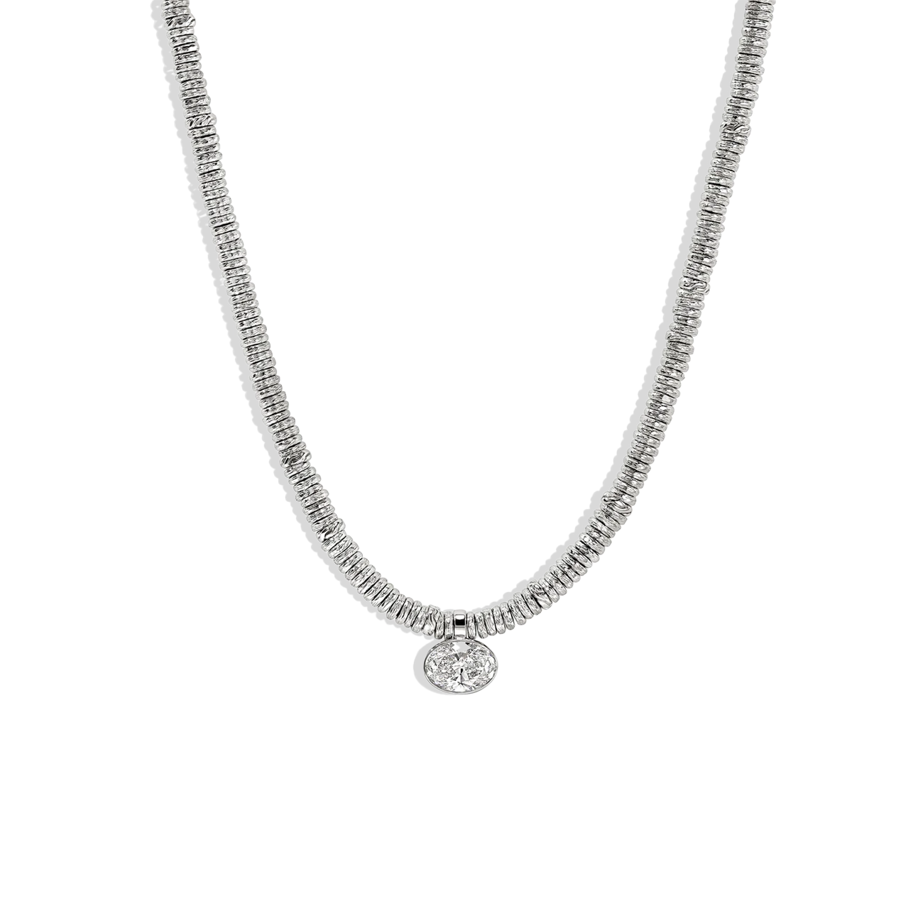 John Hardy Silver Lovestruck 2 Carat Lab Diamond Heishi Pendant Necklace
