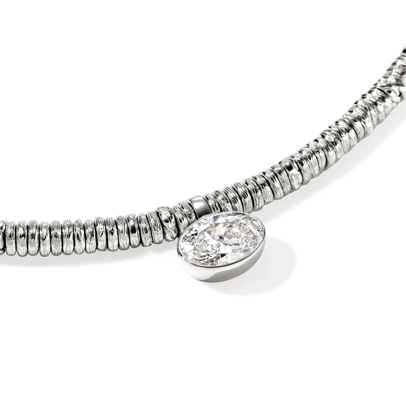 John Hardy Silver Lovestruck 2 Carat Lab Diamond Heishi Pendant Necklace