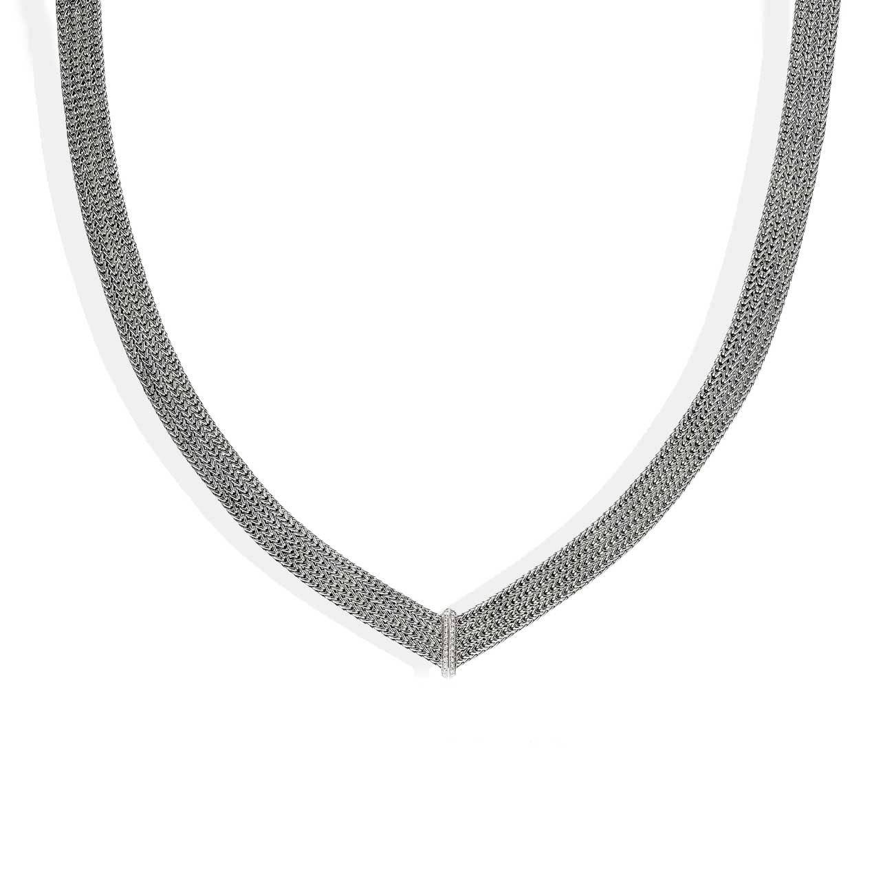 John Hardy Icon Link Silver Diamond Pavé Necklace - 12mm