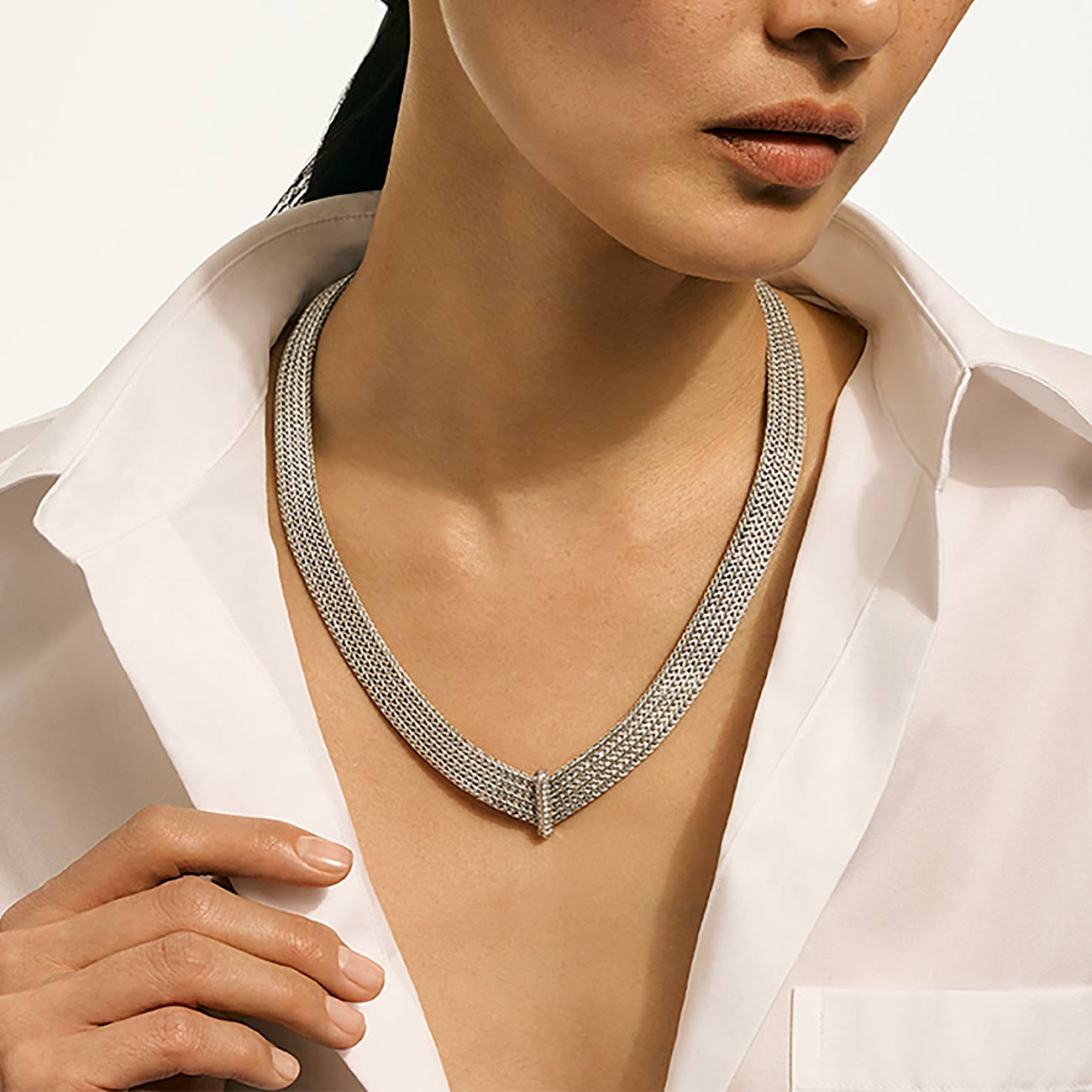 John Hardy Icon Link Silver Diamond Pavé Necklace - 12mm