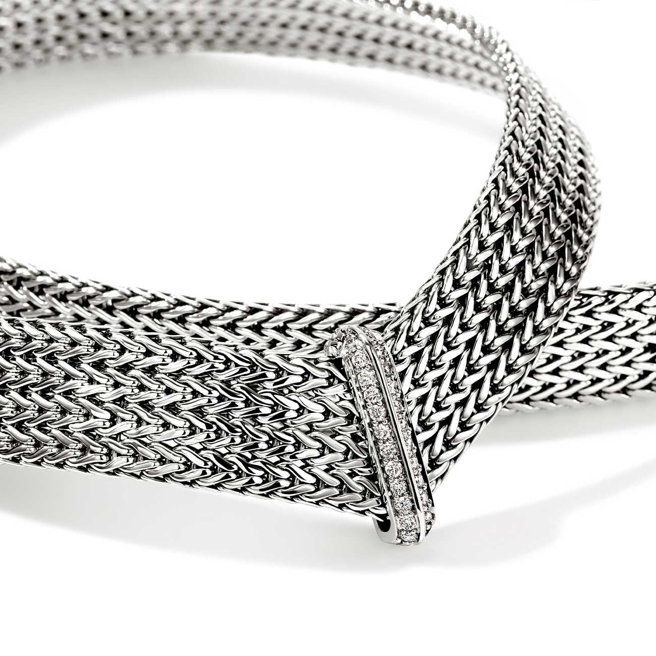 John Hardy Icon Link Silver Diamond Pavé Necklace - 12mm