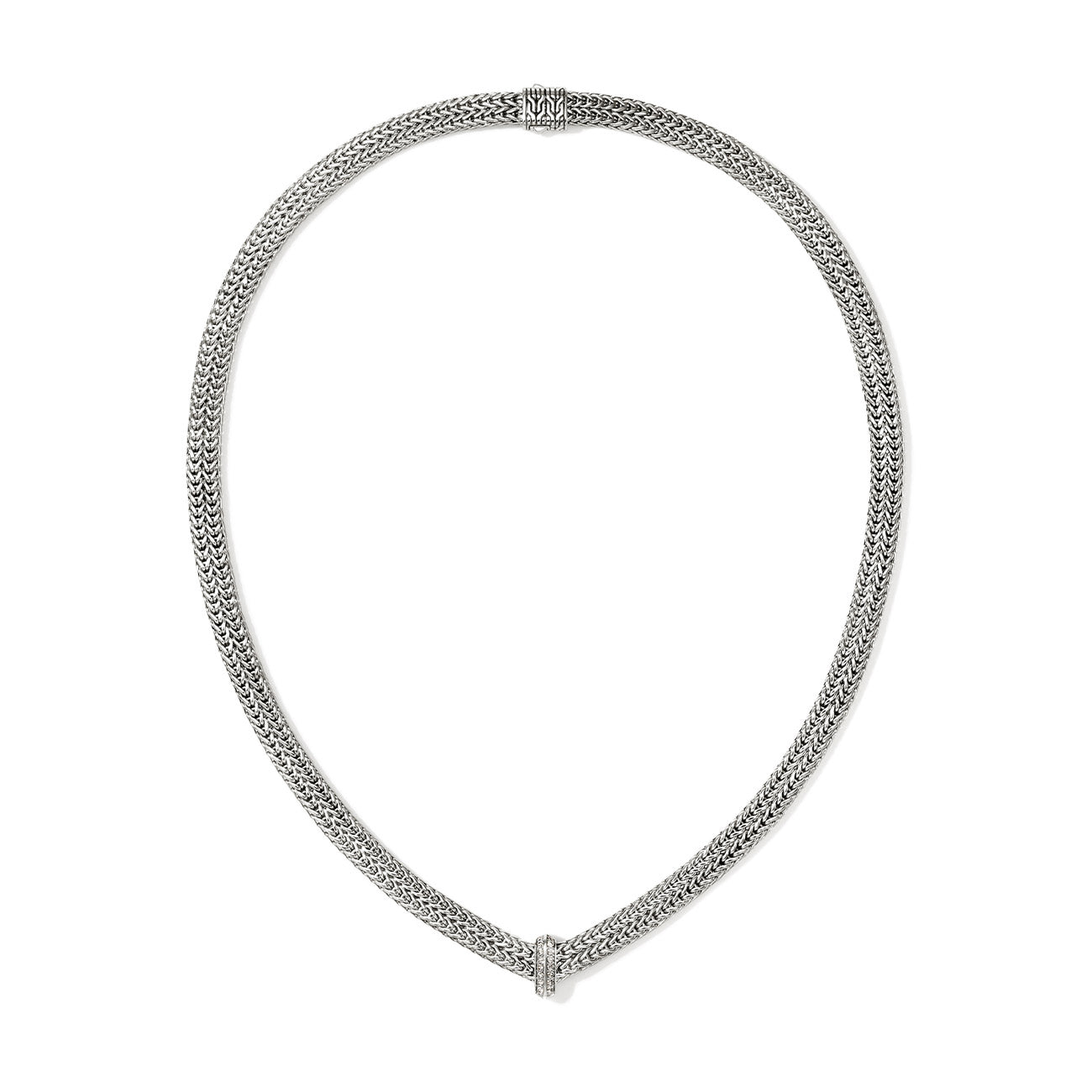 John Hardy Icon Link Silver Diamond Pavé Necklace - 6mm